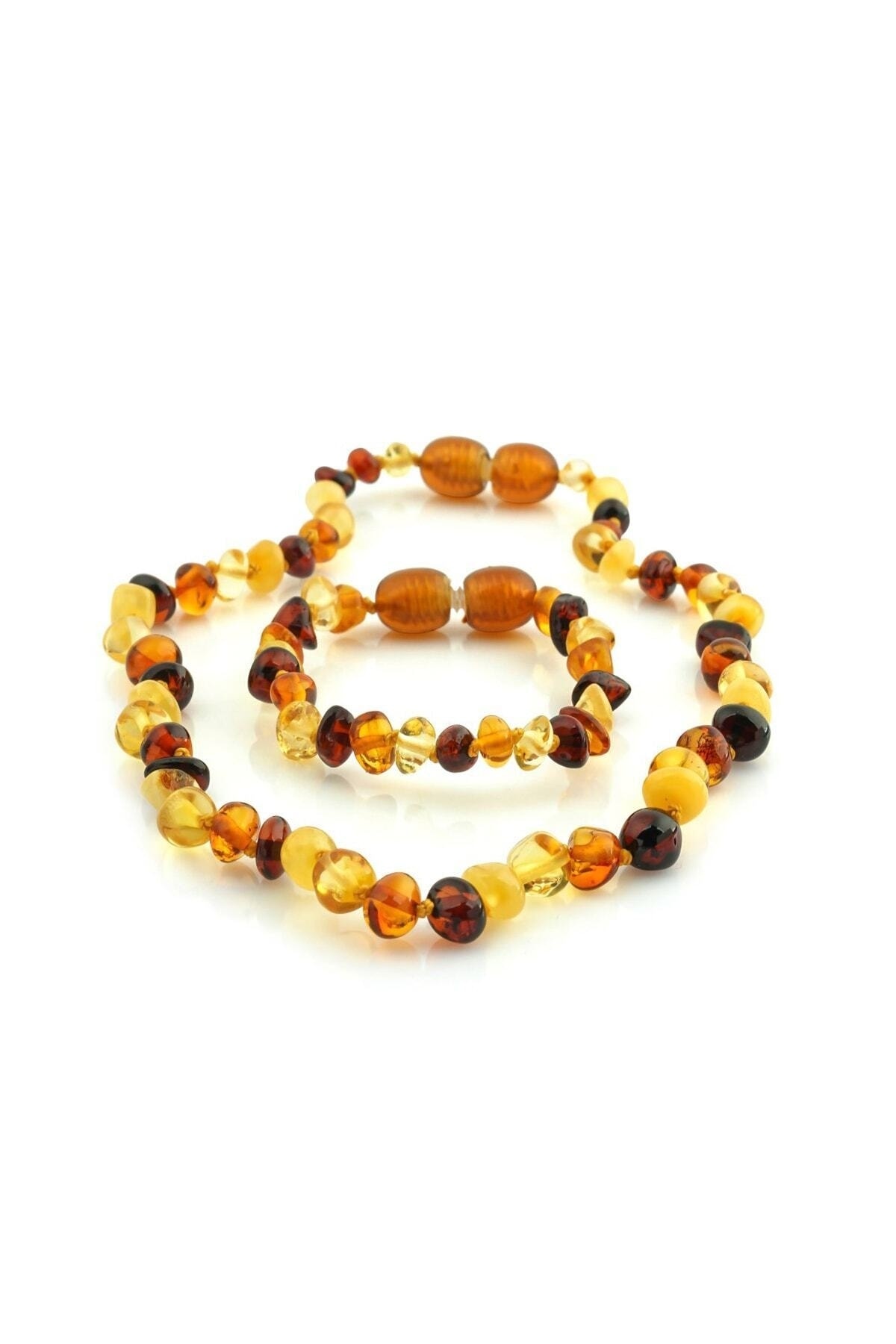 Baby Amber Tooth Necklace and Bracelet Set