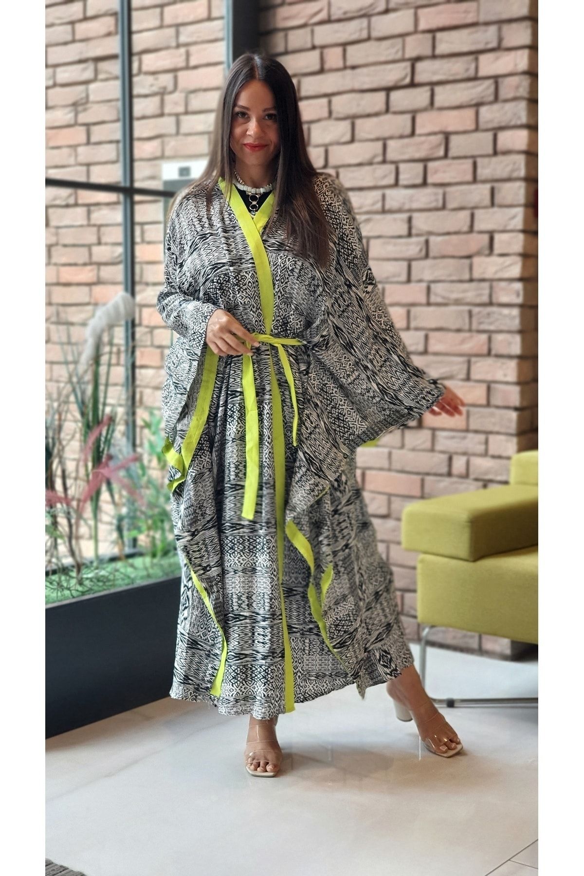 Park Moda Kimono Caftan Black Relaxed fit Trendyol
