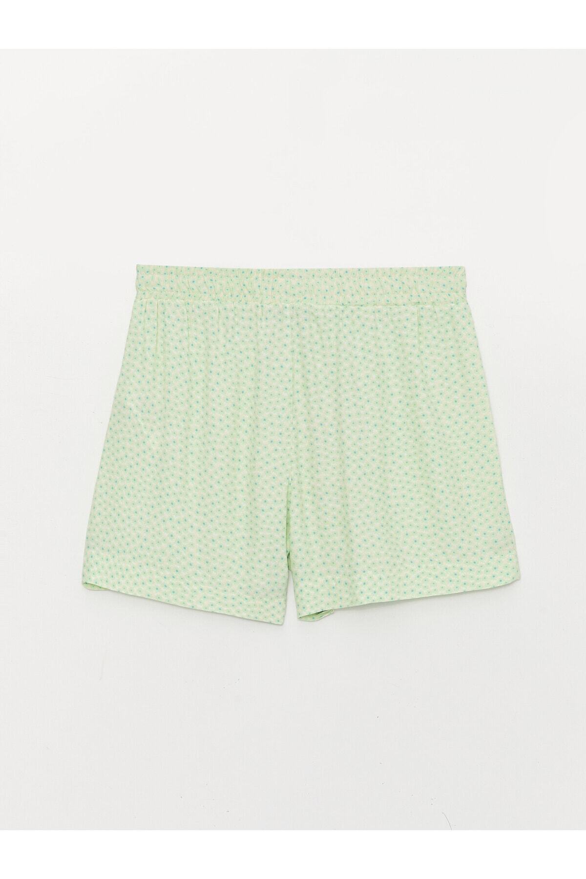 LC Waikiki-Pantaloni scurți pentru femei, cu model, cu talie elastică, cu potrivire confortabilă 8