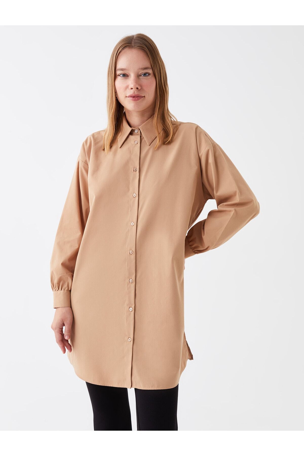 LC Waikiki-Tunica de dama oversize - guler camasa, uni, maneca lunga 2