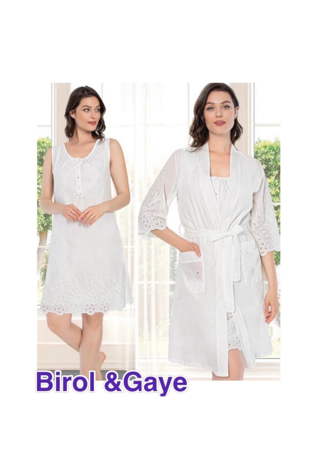 Magic Form BirolGaye 12065 Fistolu Lohusa Pamuklu Gecelik Sabahlık Takım