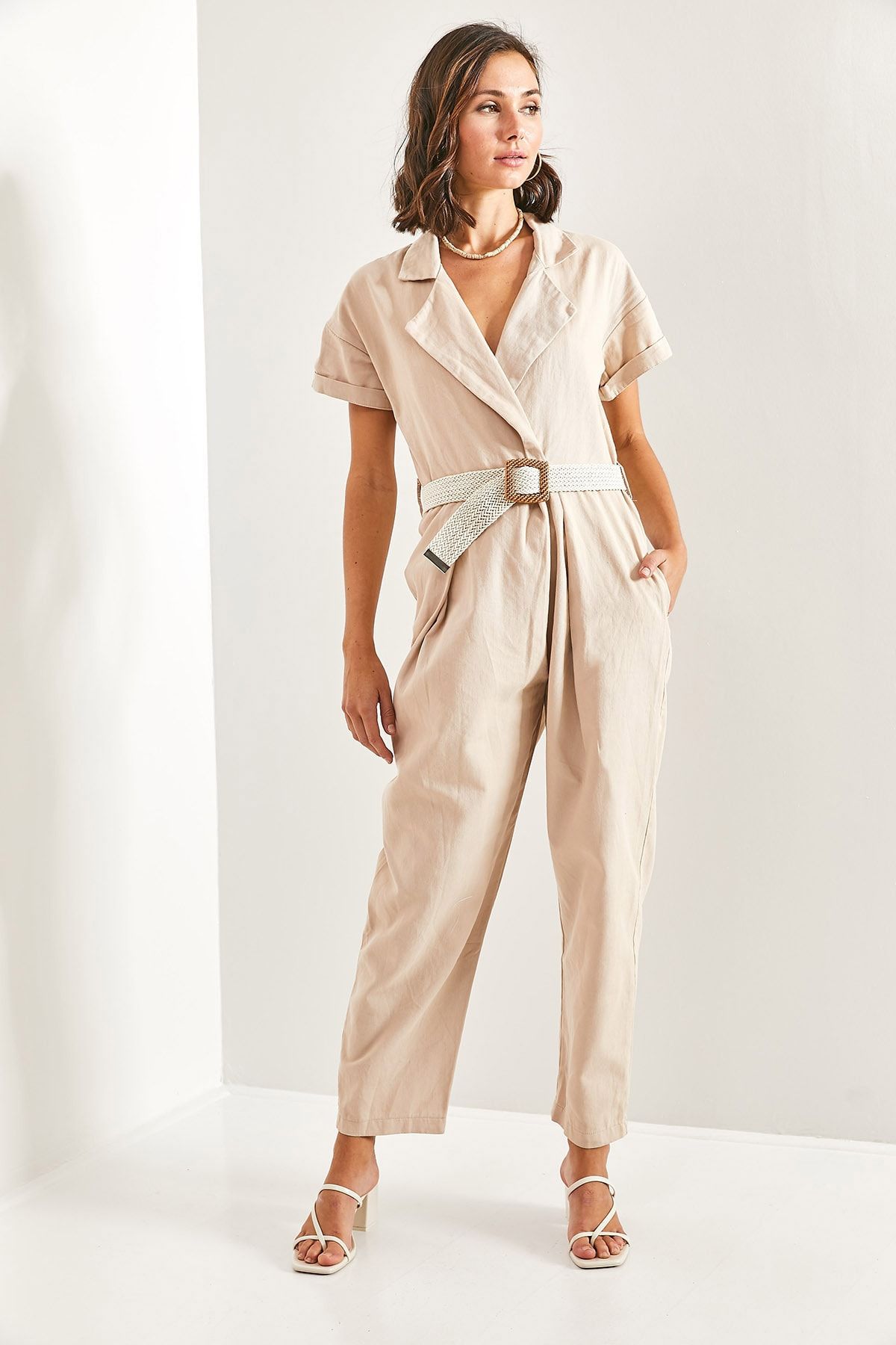 Linen sales utility jumpsuit