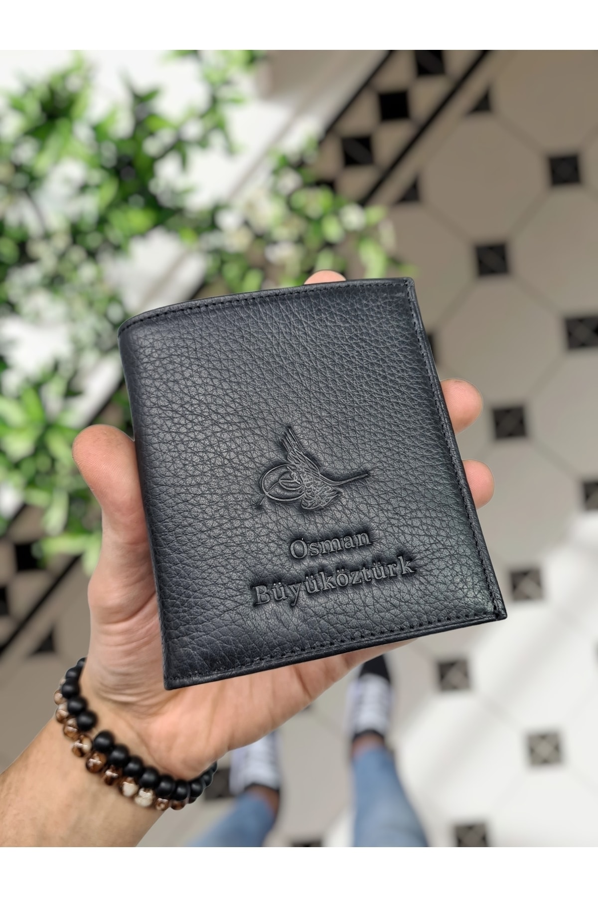 Visso 114 Ottoman Tughra Genuine Leather ID Card Compartment Custom Leather Wallet Leather Bag