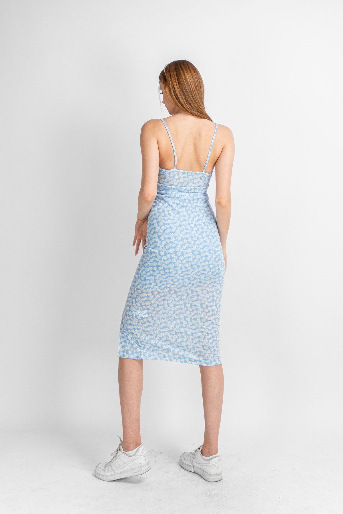 Topshop blue 2024 floral sleeveless dress