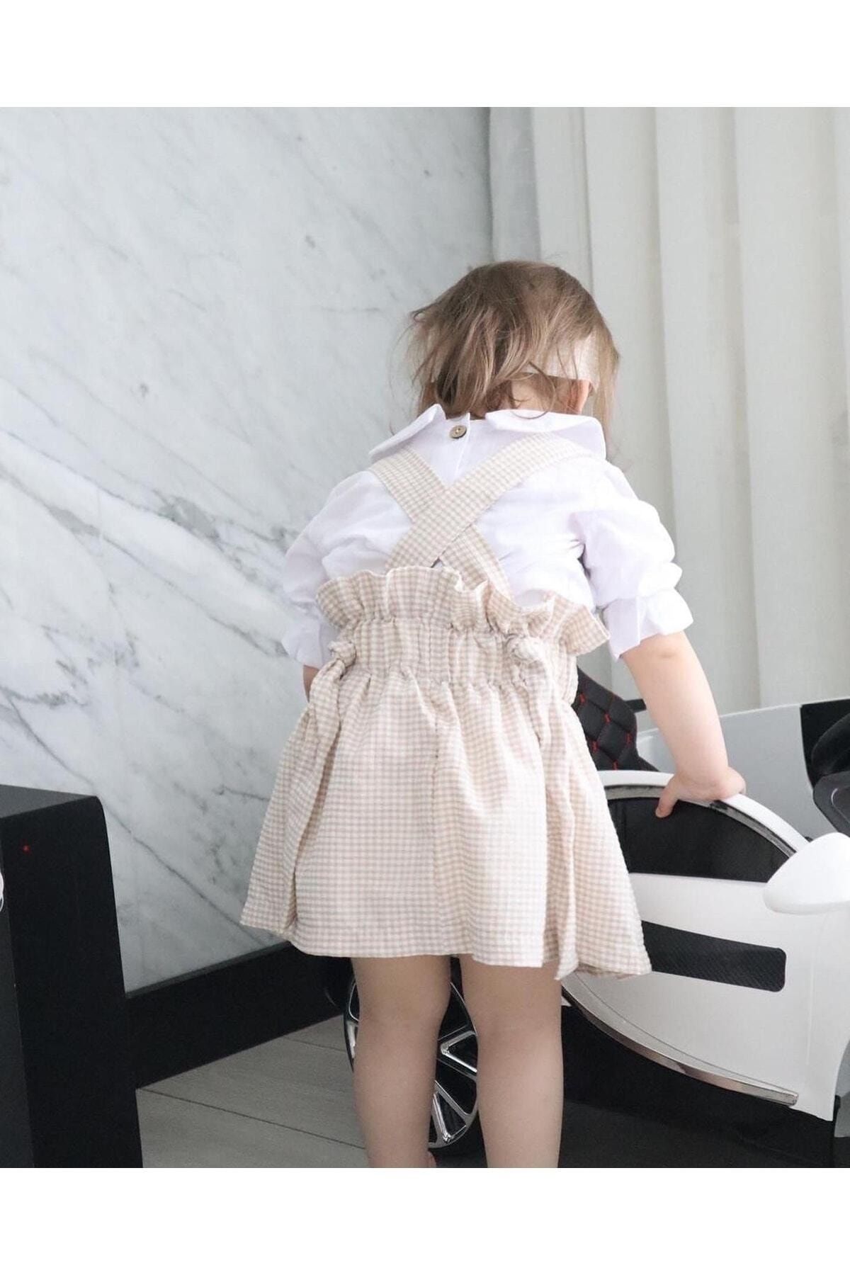 Poplinkids Kareli Slopetli Gömlekli Kız Çocuk Elbise 105