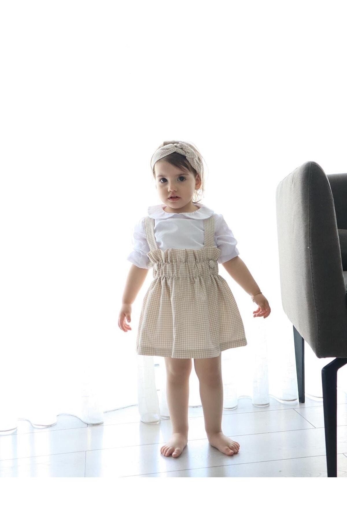 Poplinkids Kareli Slopetli Gömlekli Kız Çocuk Elbise 105