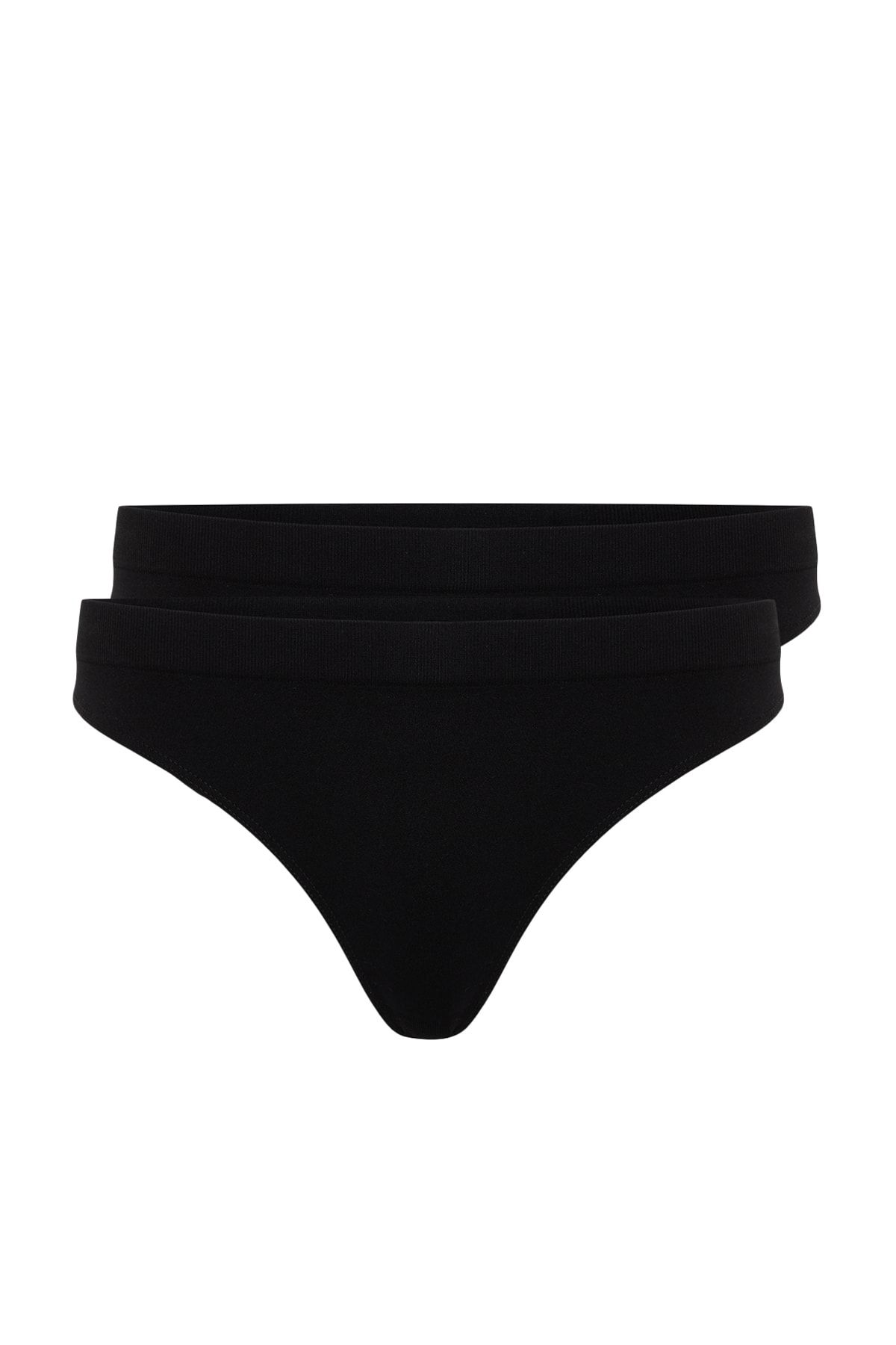Trendyol Collection-Μαύρο πλεκτό βραζιλιάνικο εσώρουχο 2 συσκευασιών χωρίς ραφές/χωρίς ραφές THMAW24KU00003 7