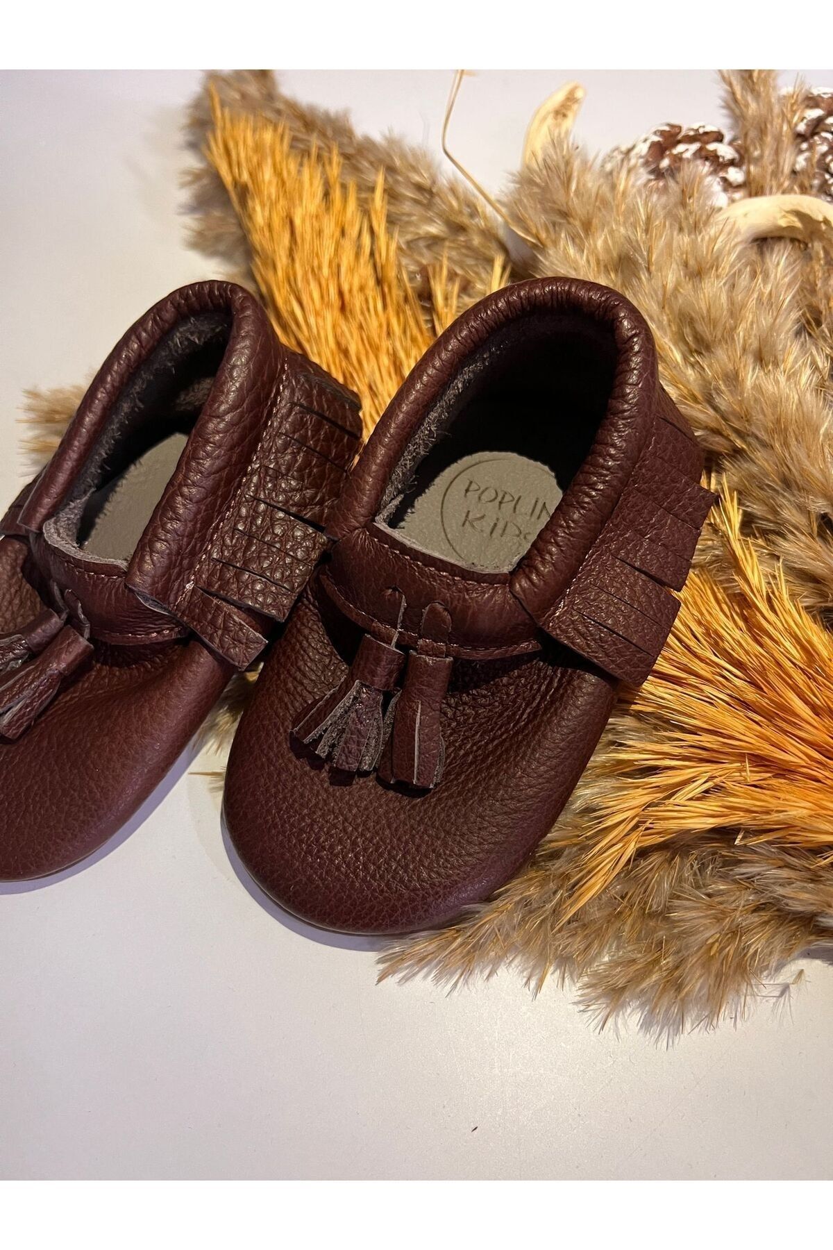 Poplinkids Hakiki Deri Bebek Makosen Patik Kahve Rengi  104