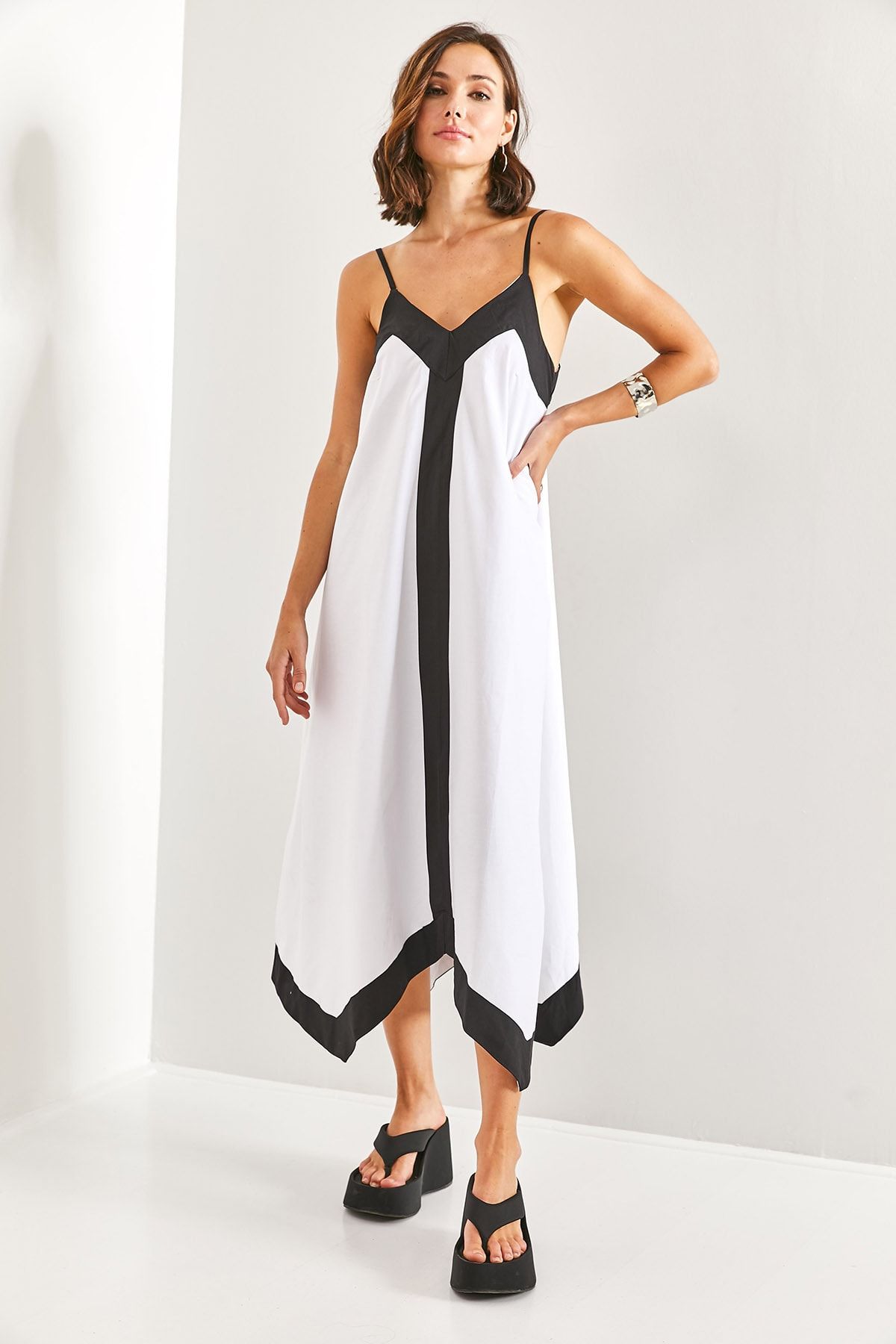 Bianco Lucci Women s Strappy Striped Dress Trendyol