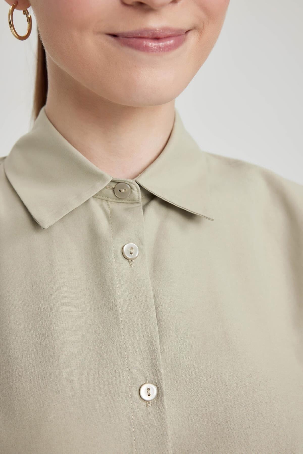 DeFacto-Poplin Shirt Collar LonG Sleeve Regular Fit Tunic Z8913az23au 5