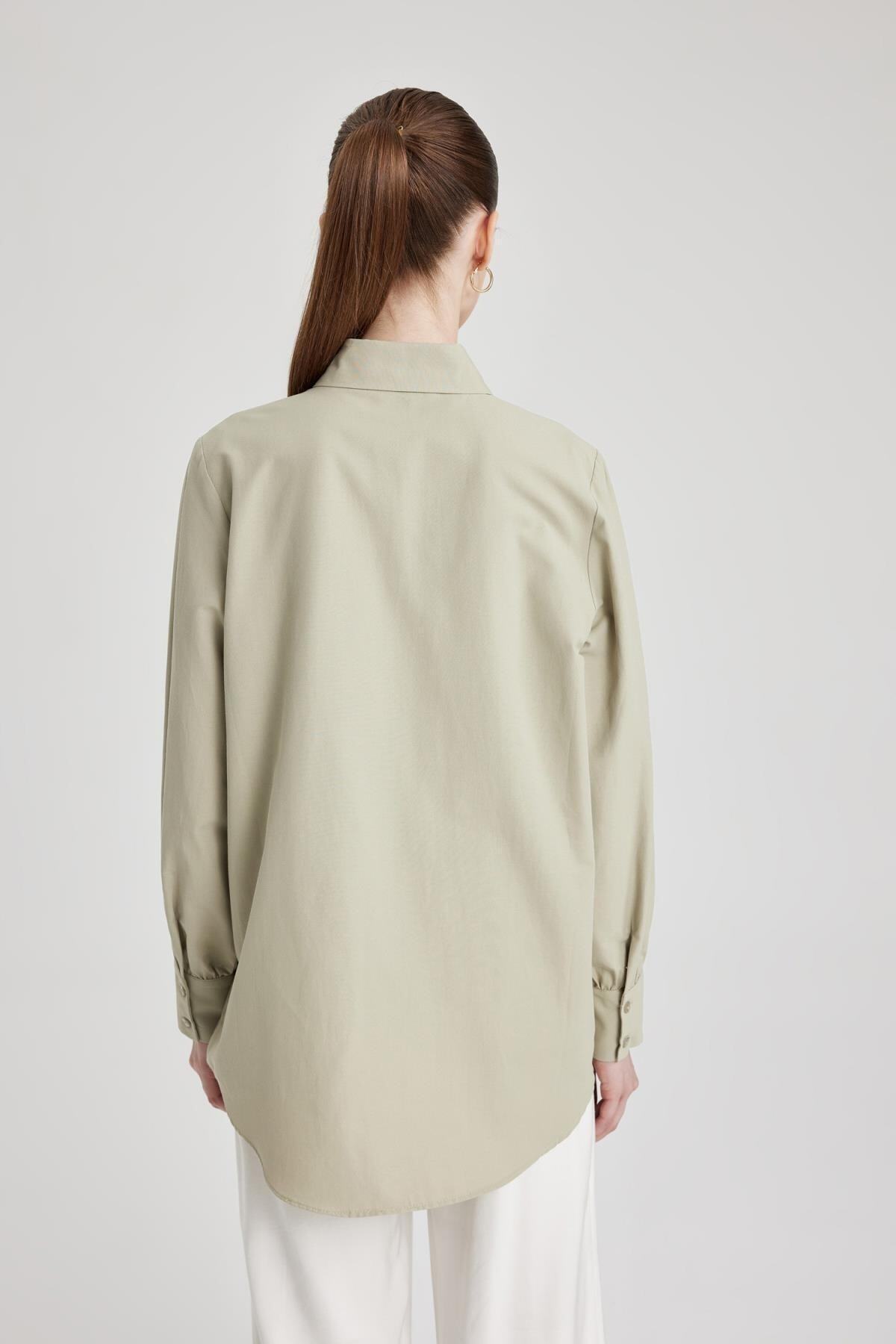 DeFacto-Poplin Shirt Collar LonG Sleeve Regular Fit Tunic Z8913az23au 6