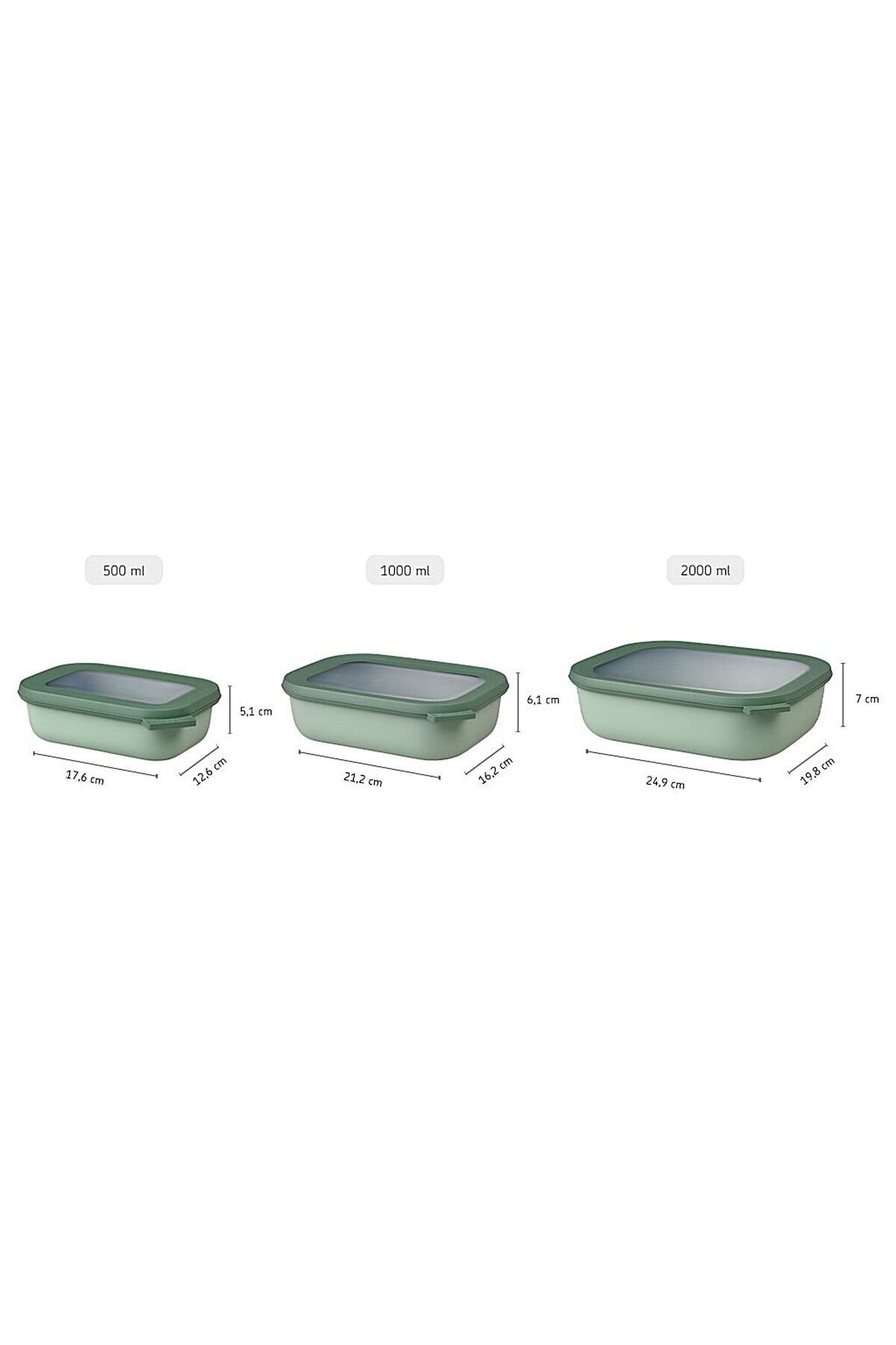 Mepal-Multi Bowl Cirqula Rectangular Water Green Food Container 750 ml 3