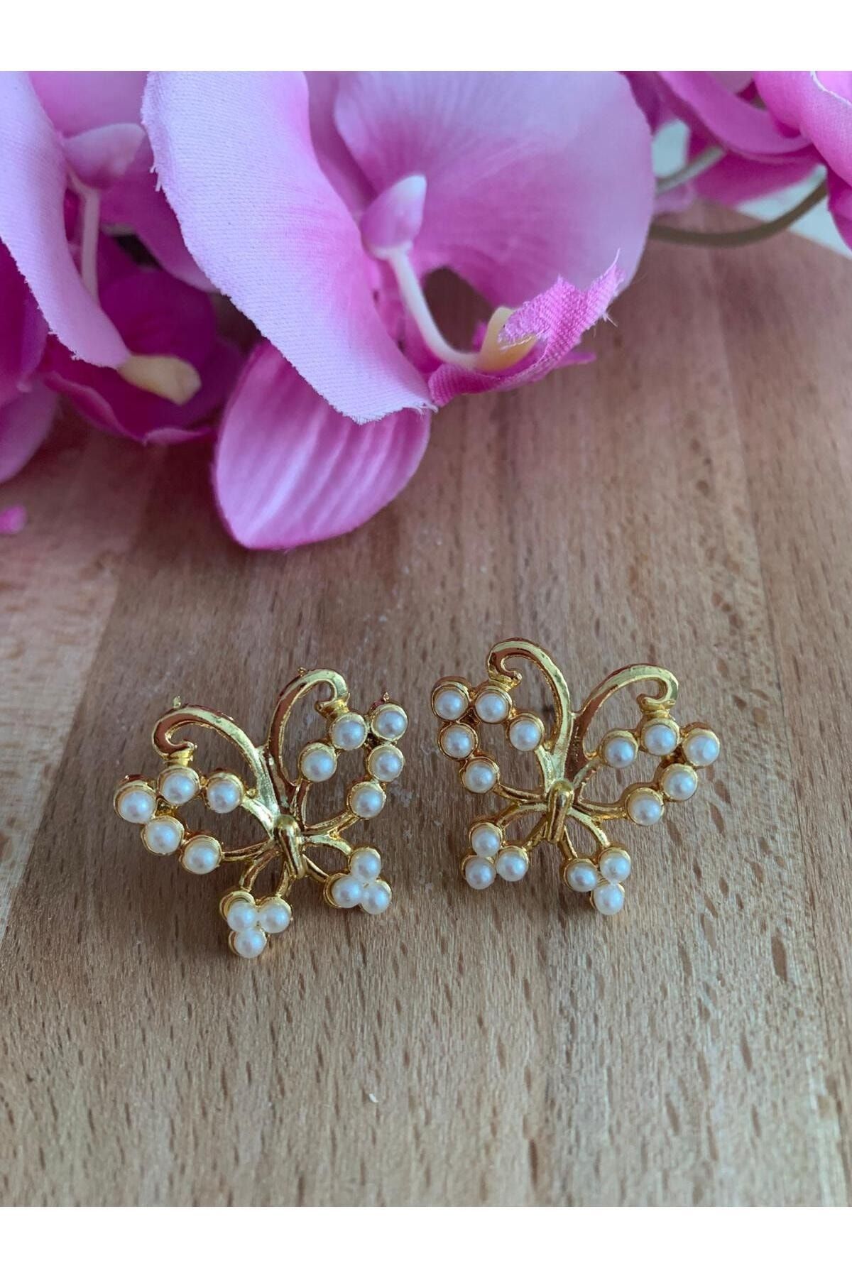 Gold shop earrings butterfly