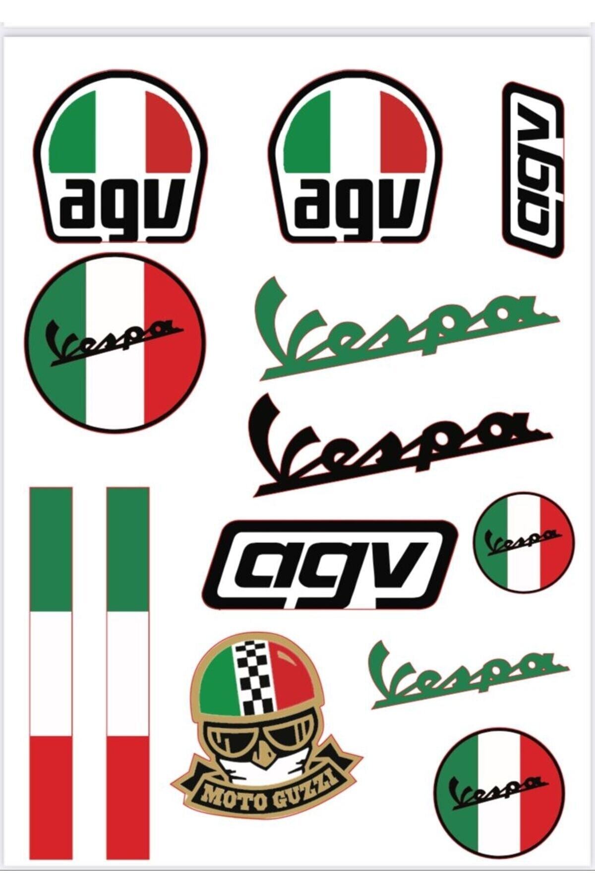 MOTOSEPETİM VESPA AGV STİCKER SET