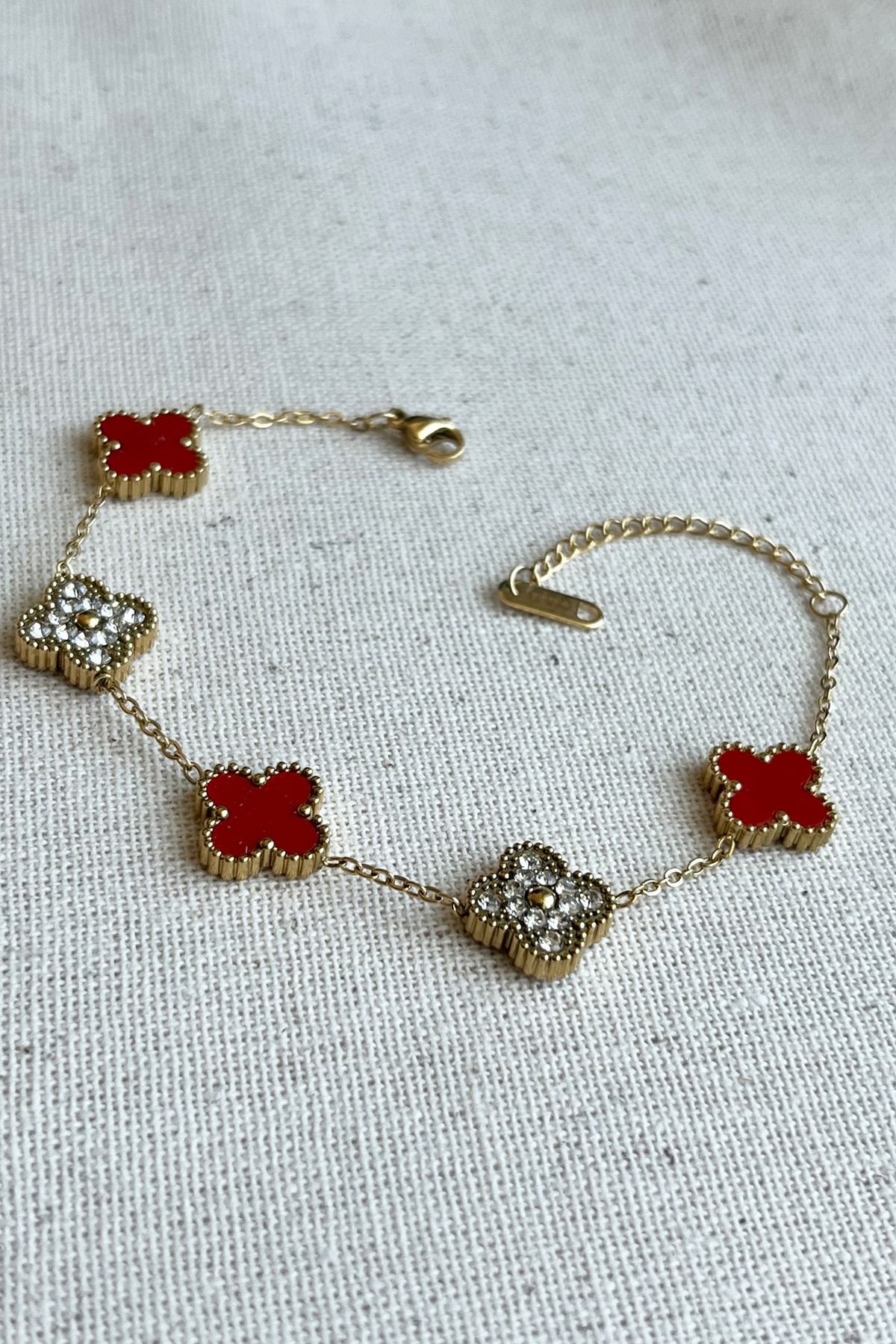 MODA Steel 18 Cm Surrounded VIP Stone Red Van Cleef Women s Bracelet