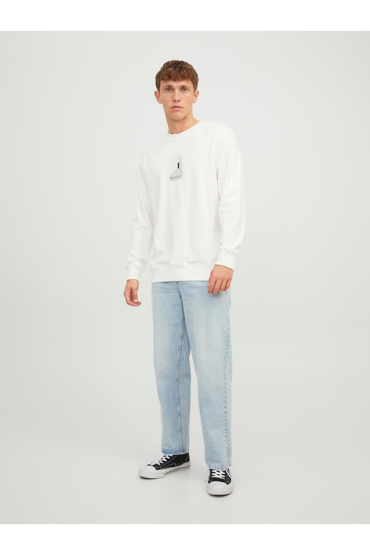 سویشرت مردانه سفید جک اند جونز | 12243615 اورجینال - تصویر 3