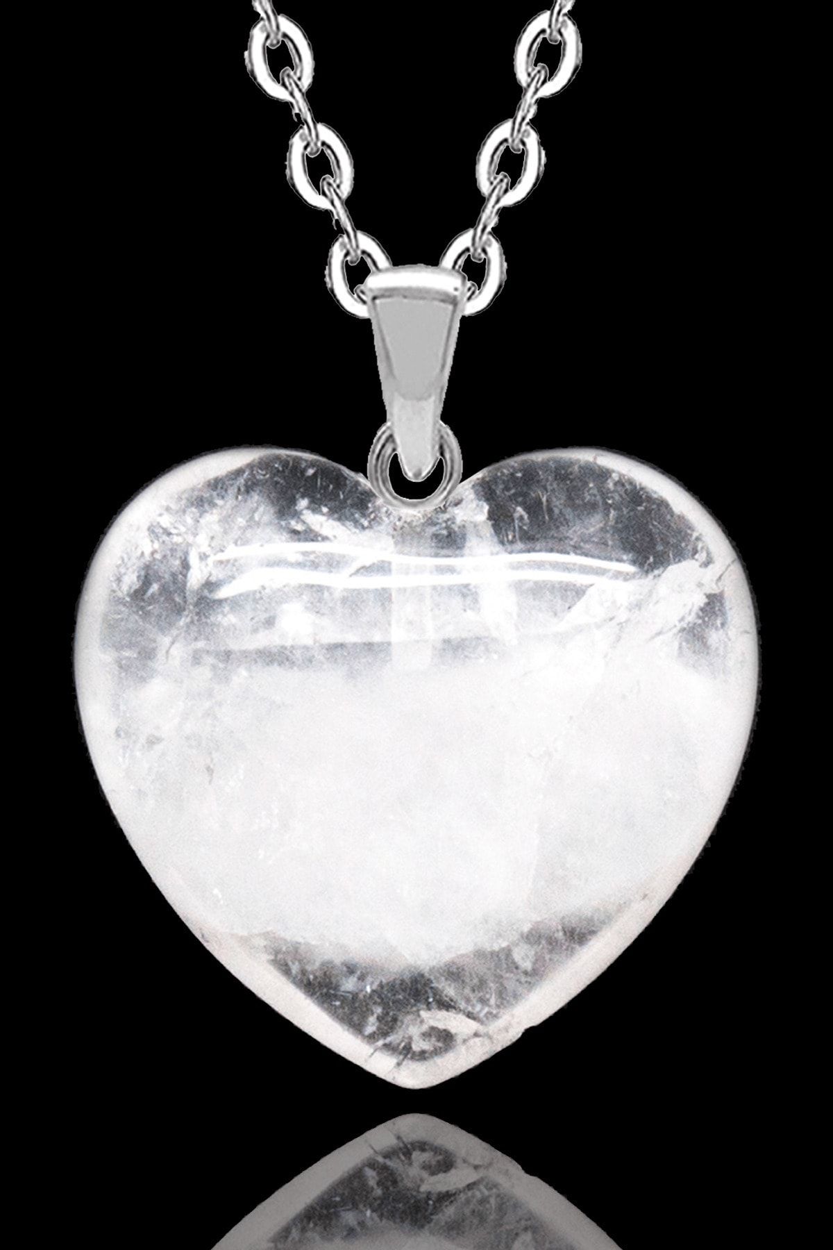 Tesbih At lyesi Certified Heart Model Real Crystal Quartz Stone Necklace
