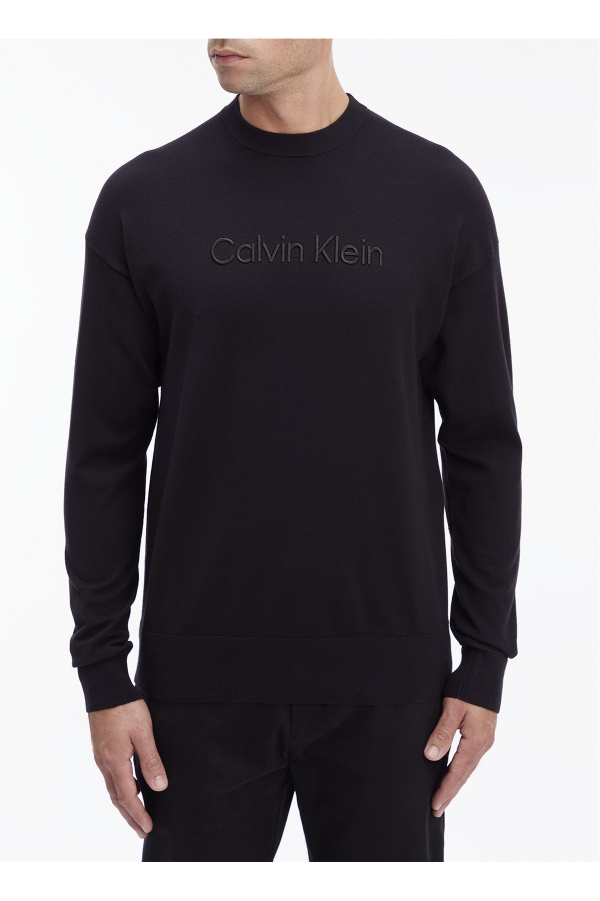 Crew Neck Slim Fit Black Men's Sweater K10K111479BEH