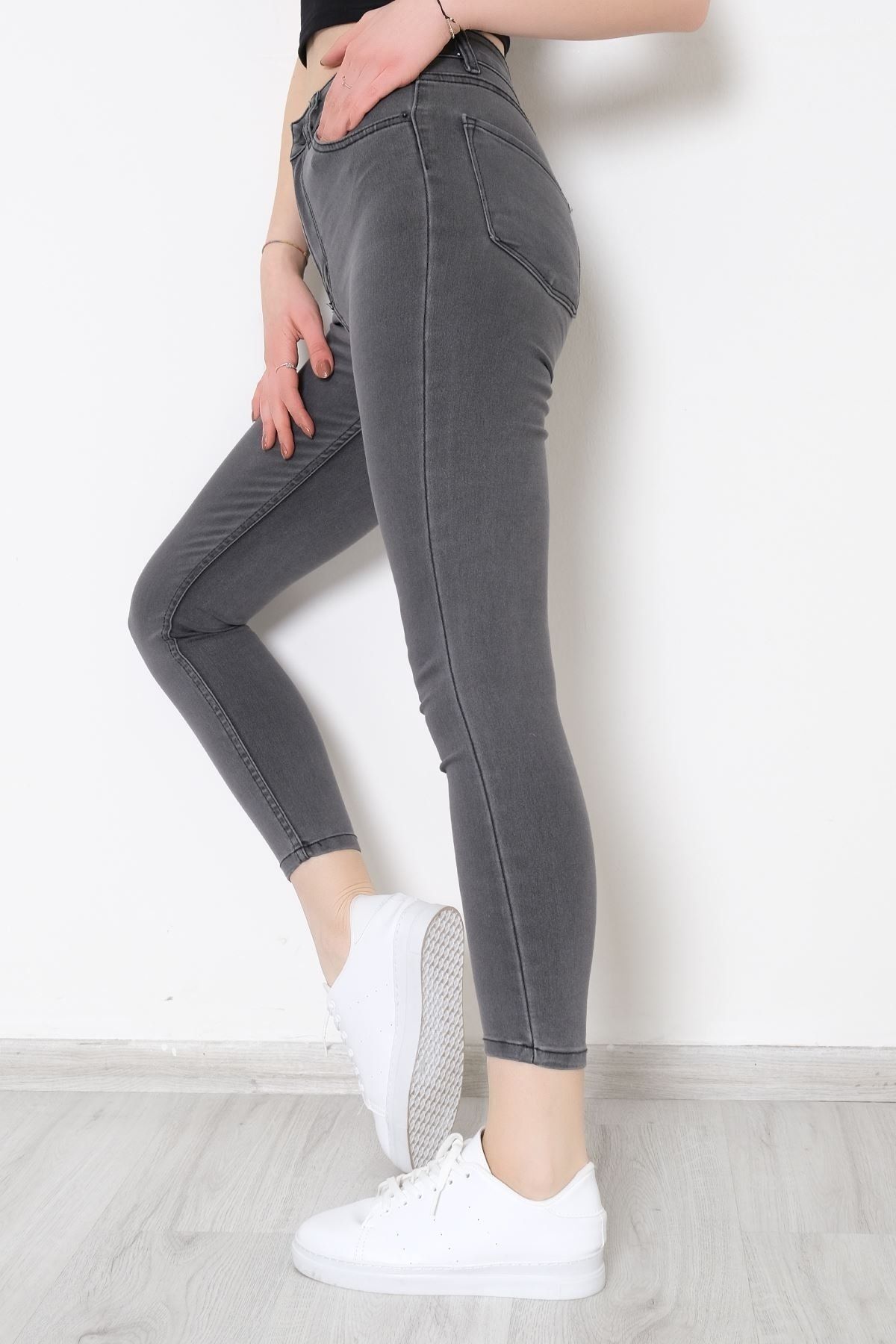 VEL ZADE Pants Gray High Waist Trendyol