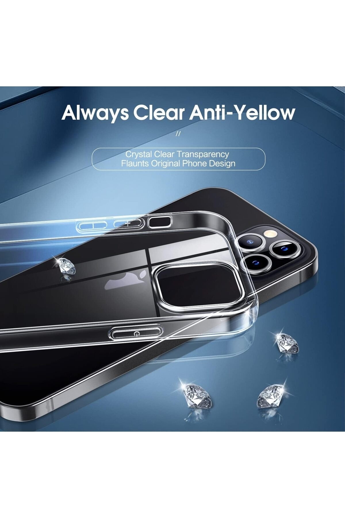 iPhone 12 Pro Max Uyumlu Kılıf Darbelere Dayanıklı Ultra ince Şeffaf Renksiz Esnek Silikon