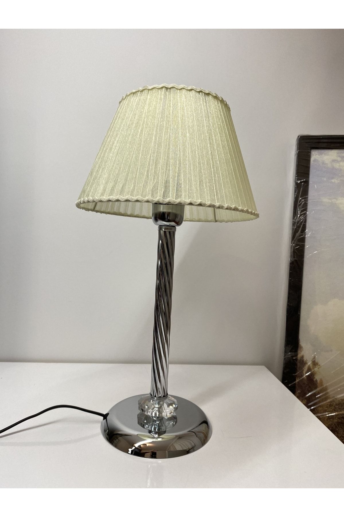 asellus-Mette Twisted Lampshade with crystal detail "Knitted Hat" Table Lamp chrome Plated (silver color) 3