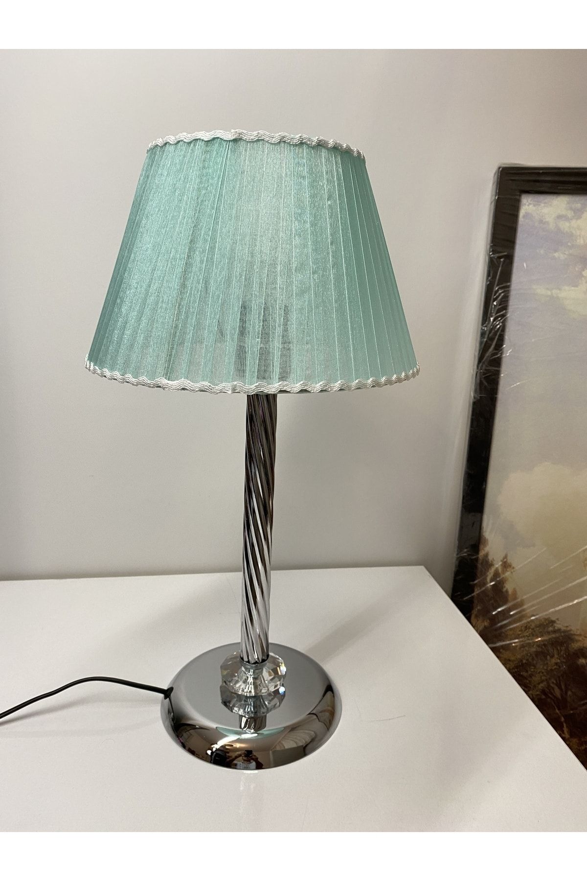 asellus-Mette Twisted Lampshade with crystal detail "Knitted Hat" Table Lamp chrome Plated (silver color) 6
