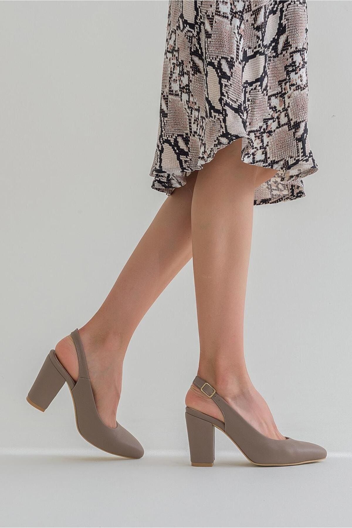 ERN LA GENUINE LEATHER OPEN BACK HIGH HEEL STILETTO Trendyol