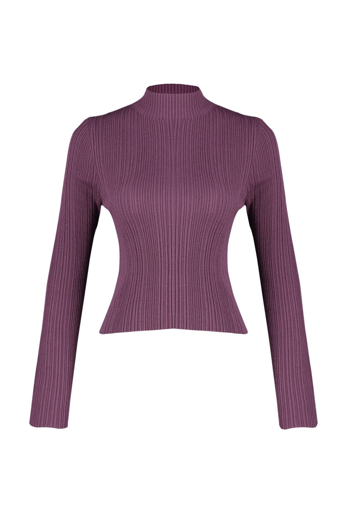 Trendyolmilla  Mor Dik Yaka Triko Kazak TWOAW24KZ00329 - Görsel 6