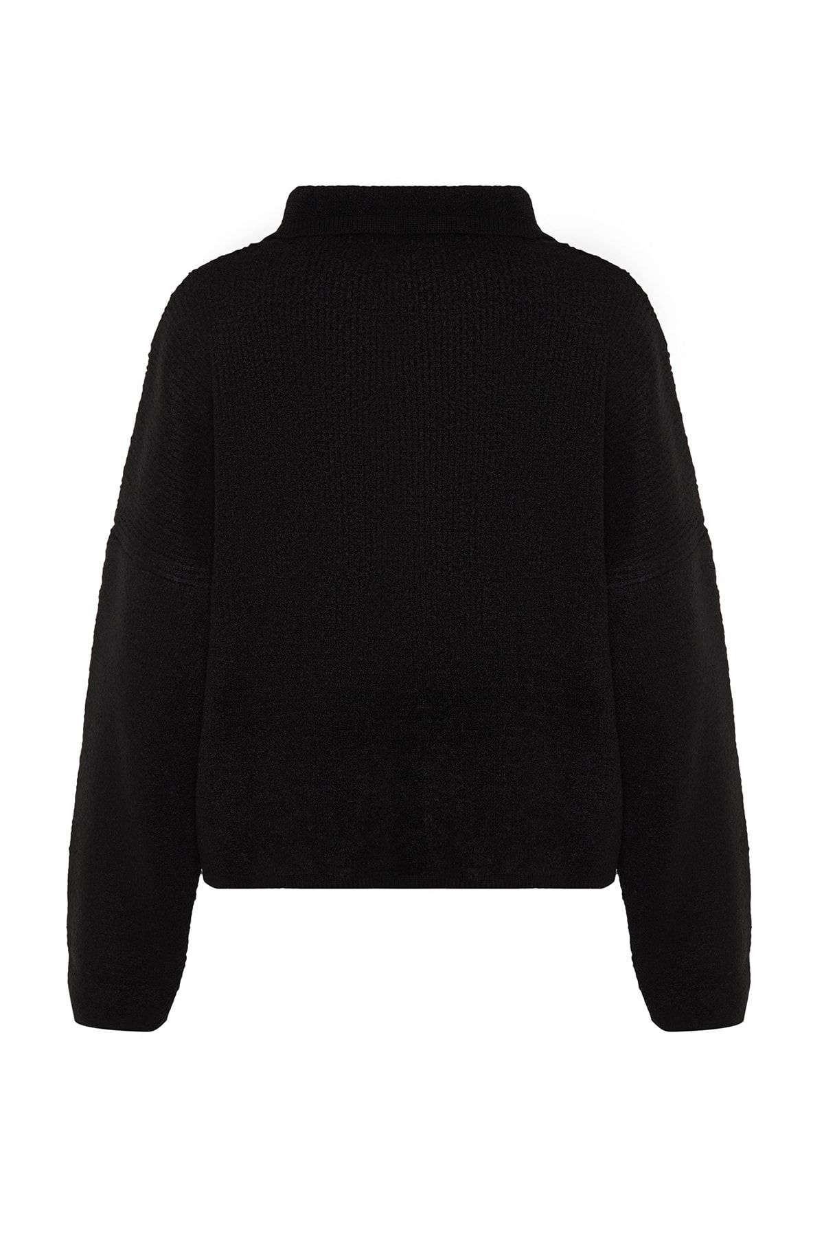 Trendyol Collection-Strickjacke mit Polokragen und Boucle – Super Wide Fit, Schwarz, TWOAW24HI00177 7