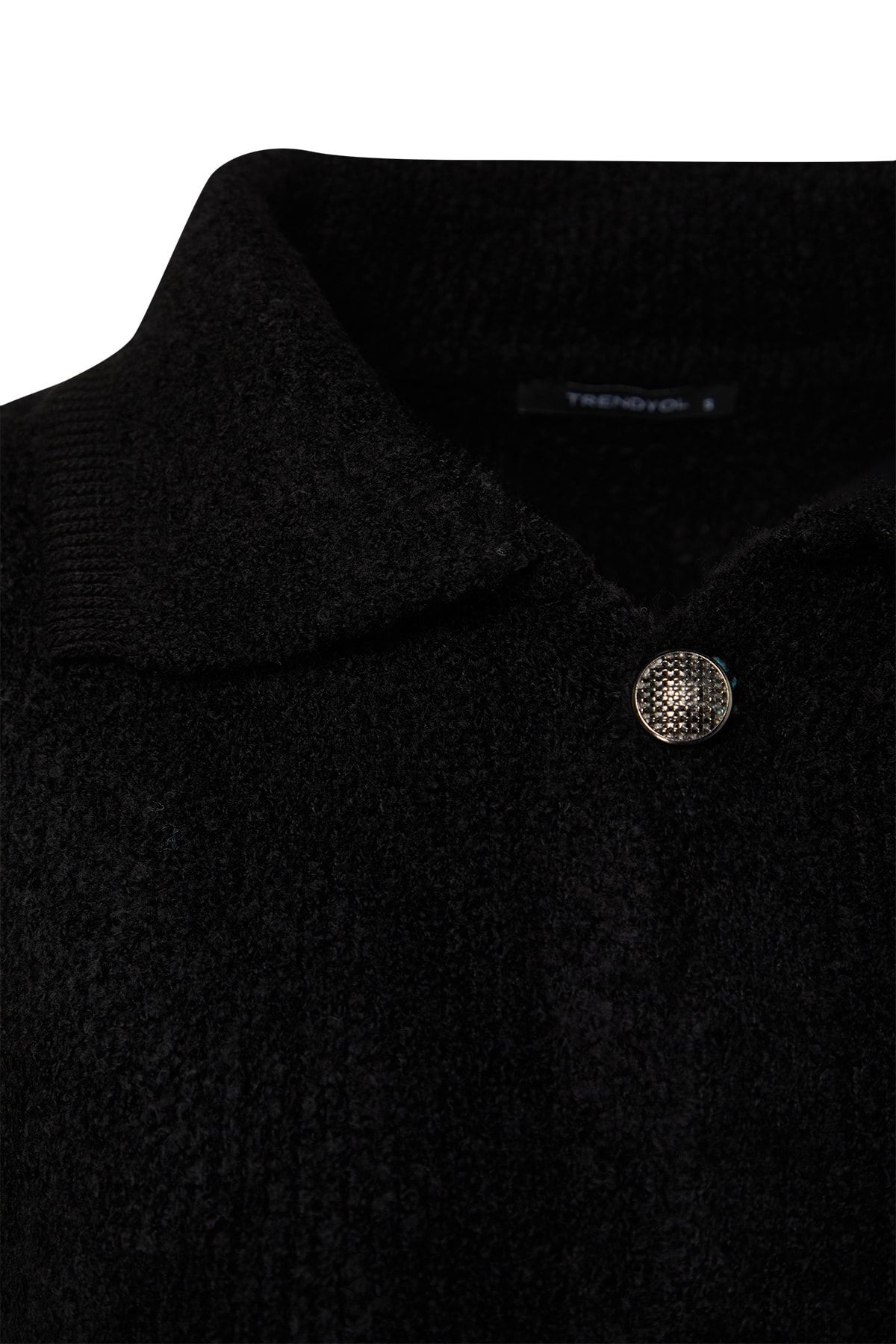 Trendyol Collection-Strickjacke mit Polokragen und Boucle – Super Wide Fit, Schwarz, TWOAW24HI00177 8