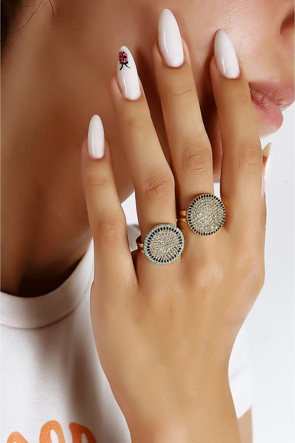 EUROMODA Adjustable Zircon Stone Gold Color Ring Trendyol