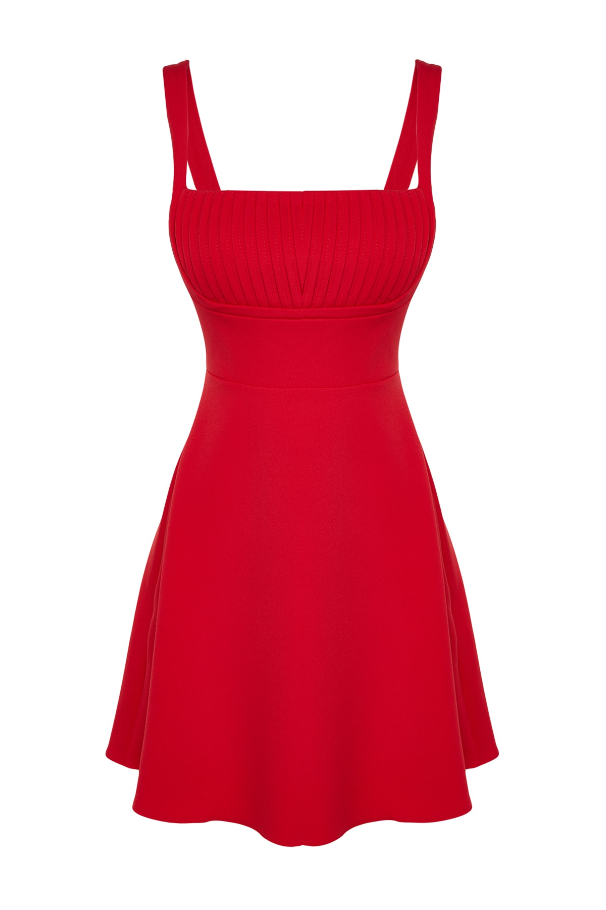 Trendyolmilla  Kırmızı A-Kesim Dokuma Kısa Abiye Gece Mezuniyet Elbisesi TPRSS23EL00031 - Görsel 8