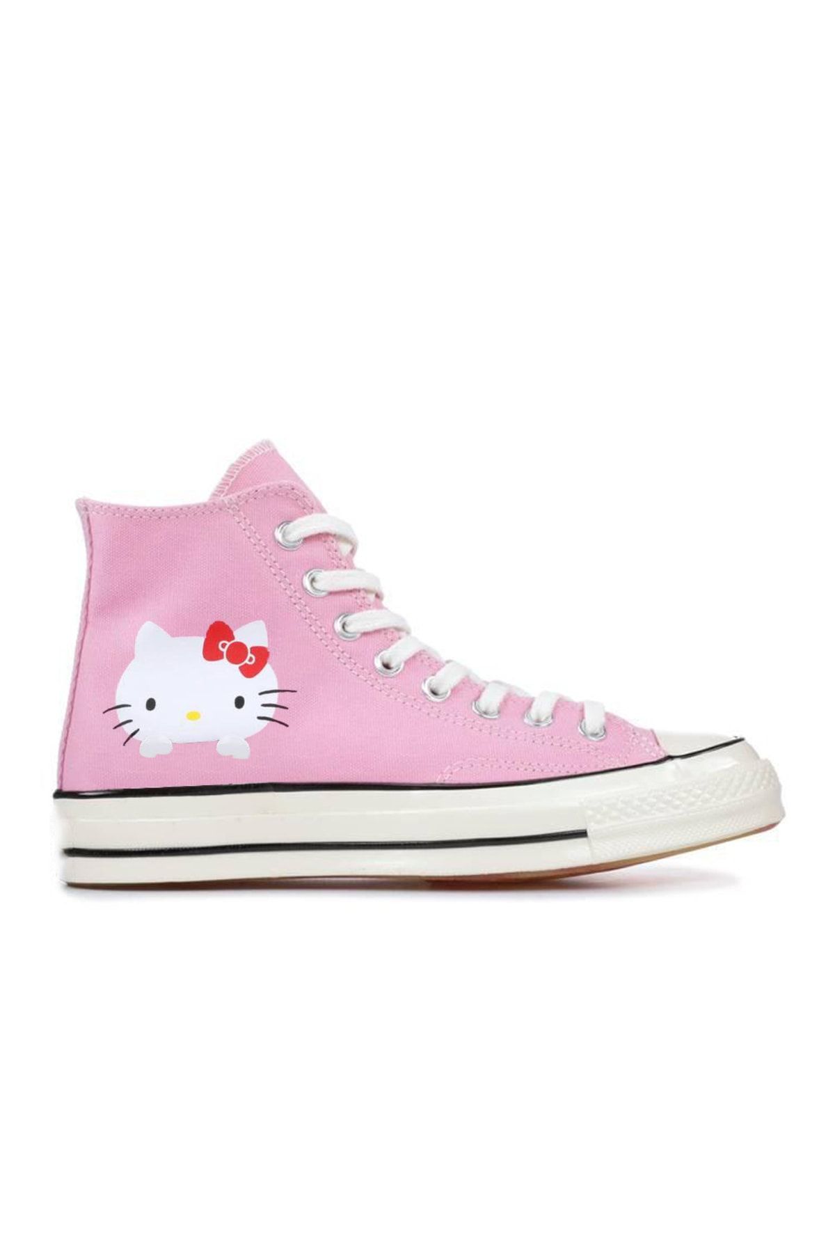 Pembe Hello Kitty - Blinking Kalp Kolaj Uzun Kanvas Ayakkabı