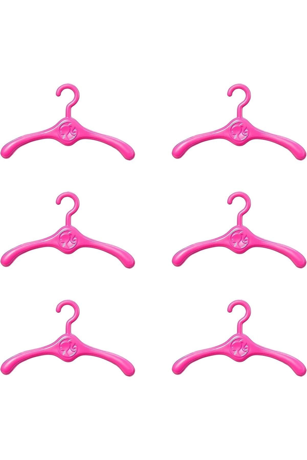 Barbie-Nin New Pink Wardrobe, Transparent Doors, Storage Spaces, Folding Shelf and 6 Hangers, 3 5