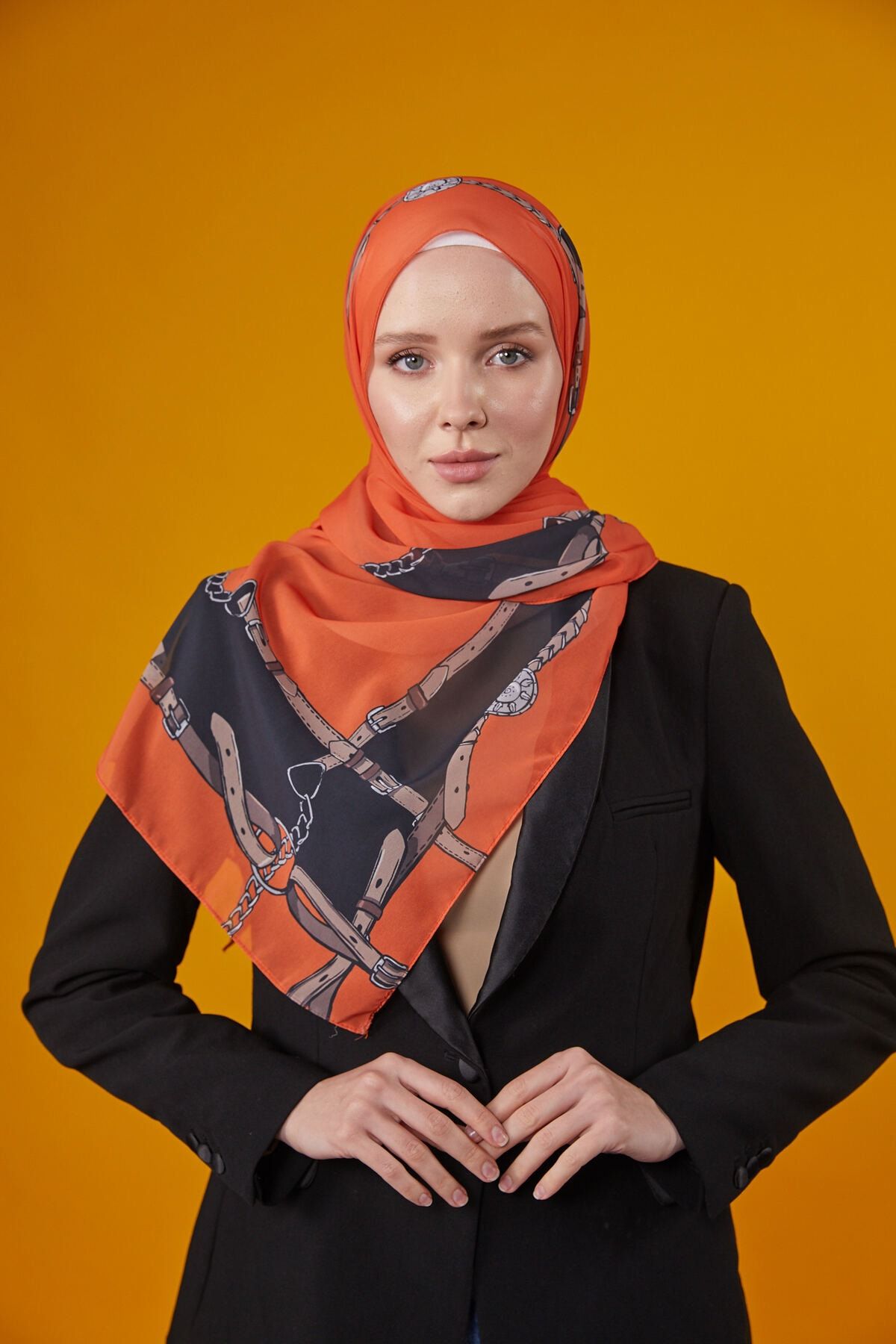 Differenza-شال بنمط حزام - برتقالي 3