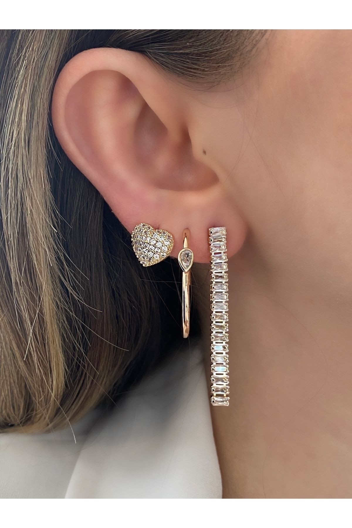Diamond earring set of hot sale 3