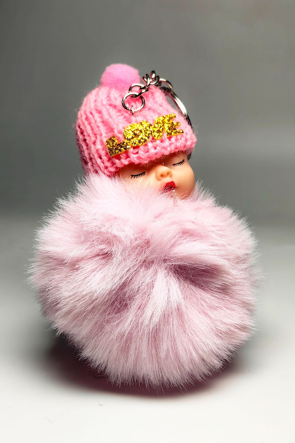 tusah peluş uyku bebek kabarık ponpon anahtarlık