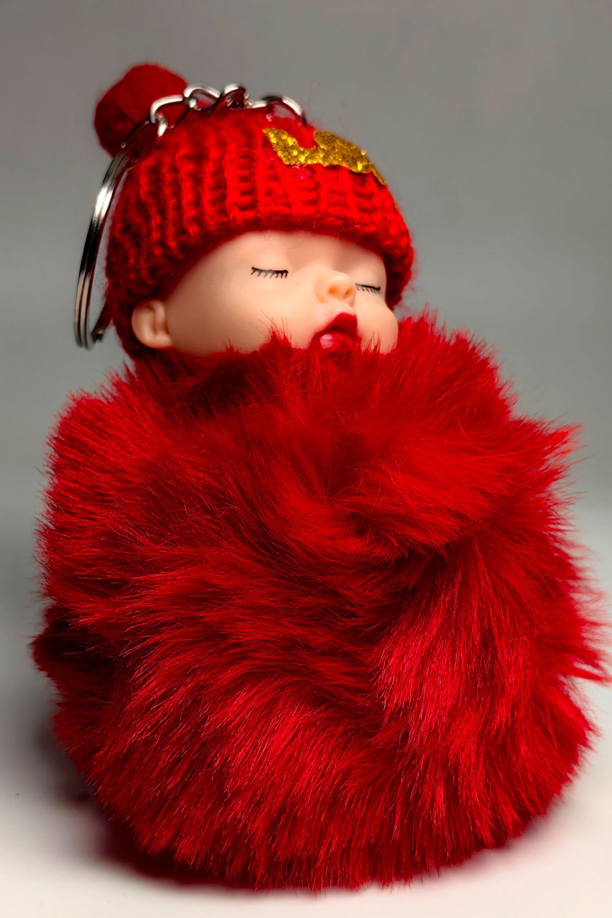 tusah peluş uyku bebek kabarık ponpon anahtarlık