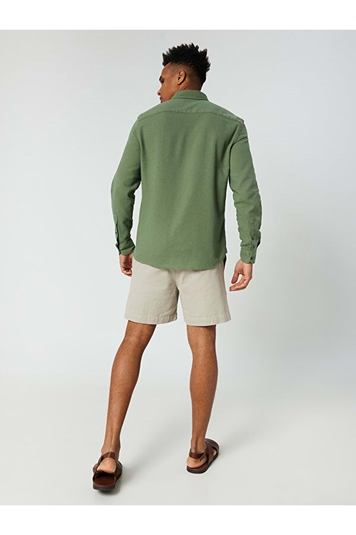Loft-2027530 قميص رجالي بقصة عادية - - كاكي - M - St06180-khaki-m 4