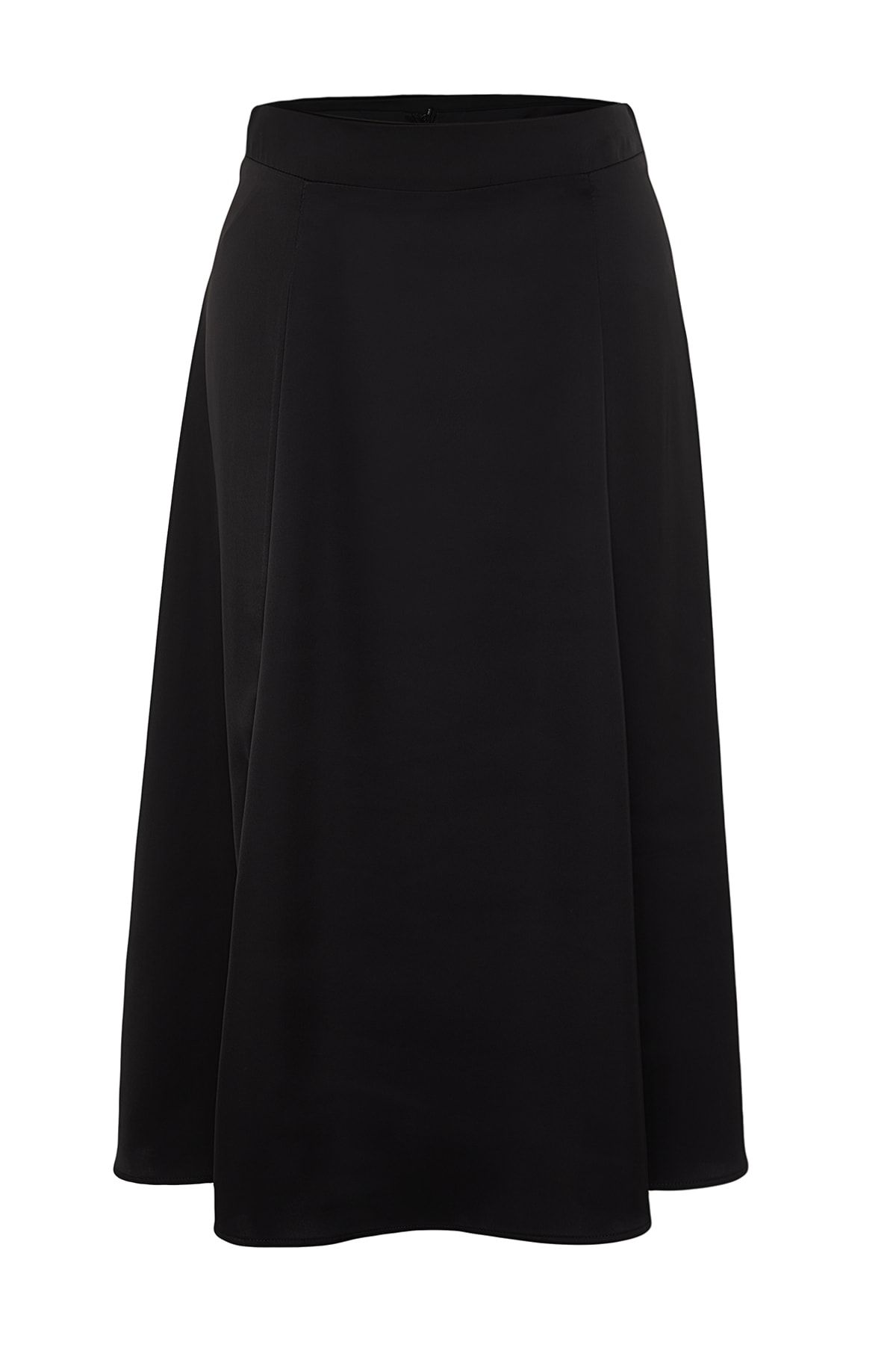 Trendyol Collection-Czarna satynowa tkana spódnica midi w kształcie litery A TWOAW24ET00167 9