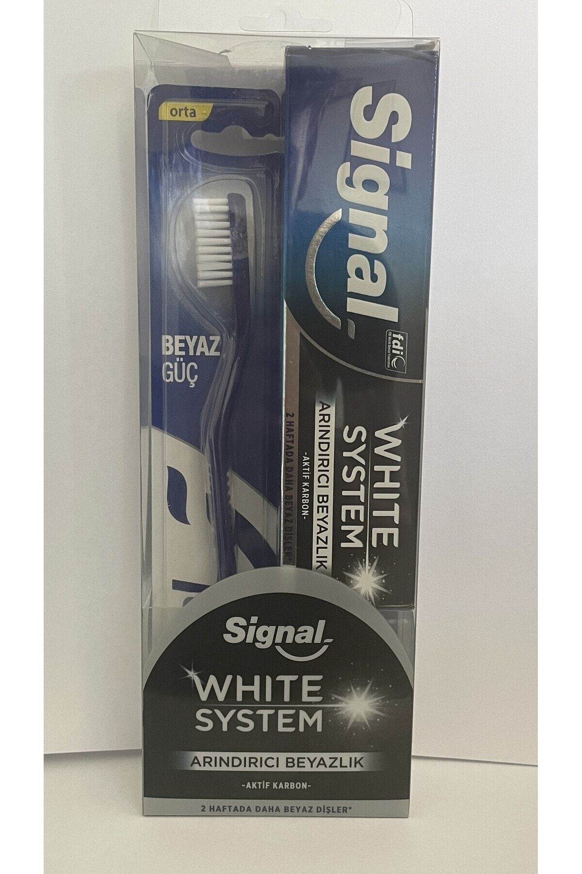 Signal-SIGNAL WHITE SYSTEM PURIFYING WHITENING TOOTH PASTE 75 ML + SIGNAL WHITE POWER BRUSH 3