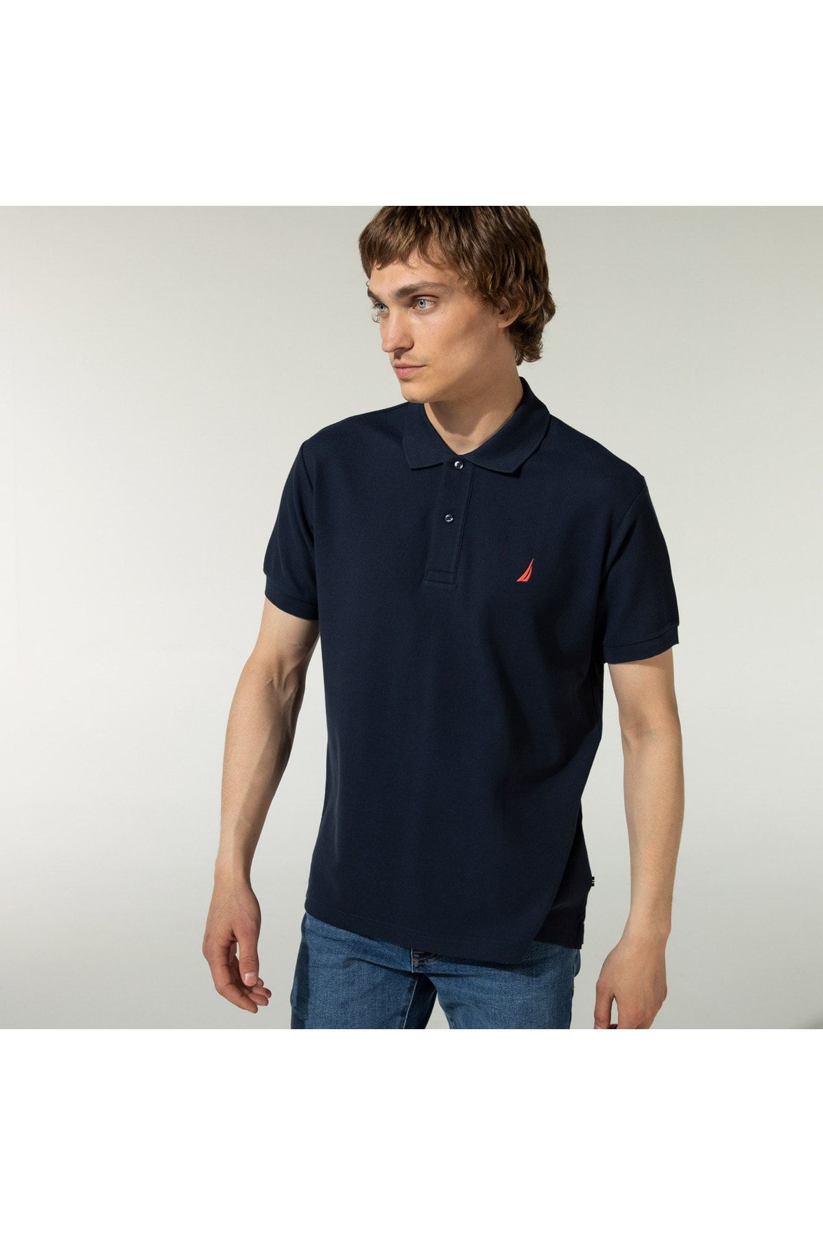 Nautica Mens Navy Blue Soft Polo Shirt Large New Logo MSRP $59.99 T-shirt  Stitch