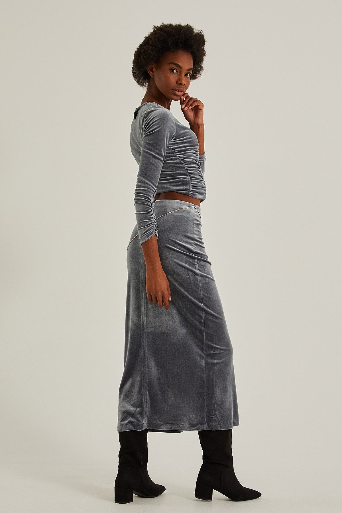 PAULMARK Stoned Belt Detailed Skirt Trendyol