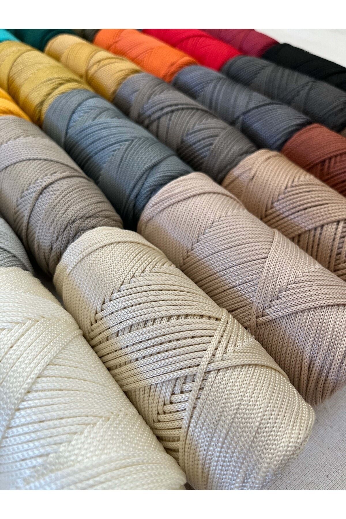 Makromecity-Premium 200 Gr 230m Polyester Macrame Twine Ecru 2mm Supla Twine και νήματα τσάντας (2x100 γραμμάρια) 3