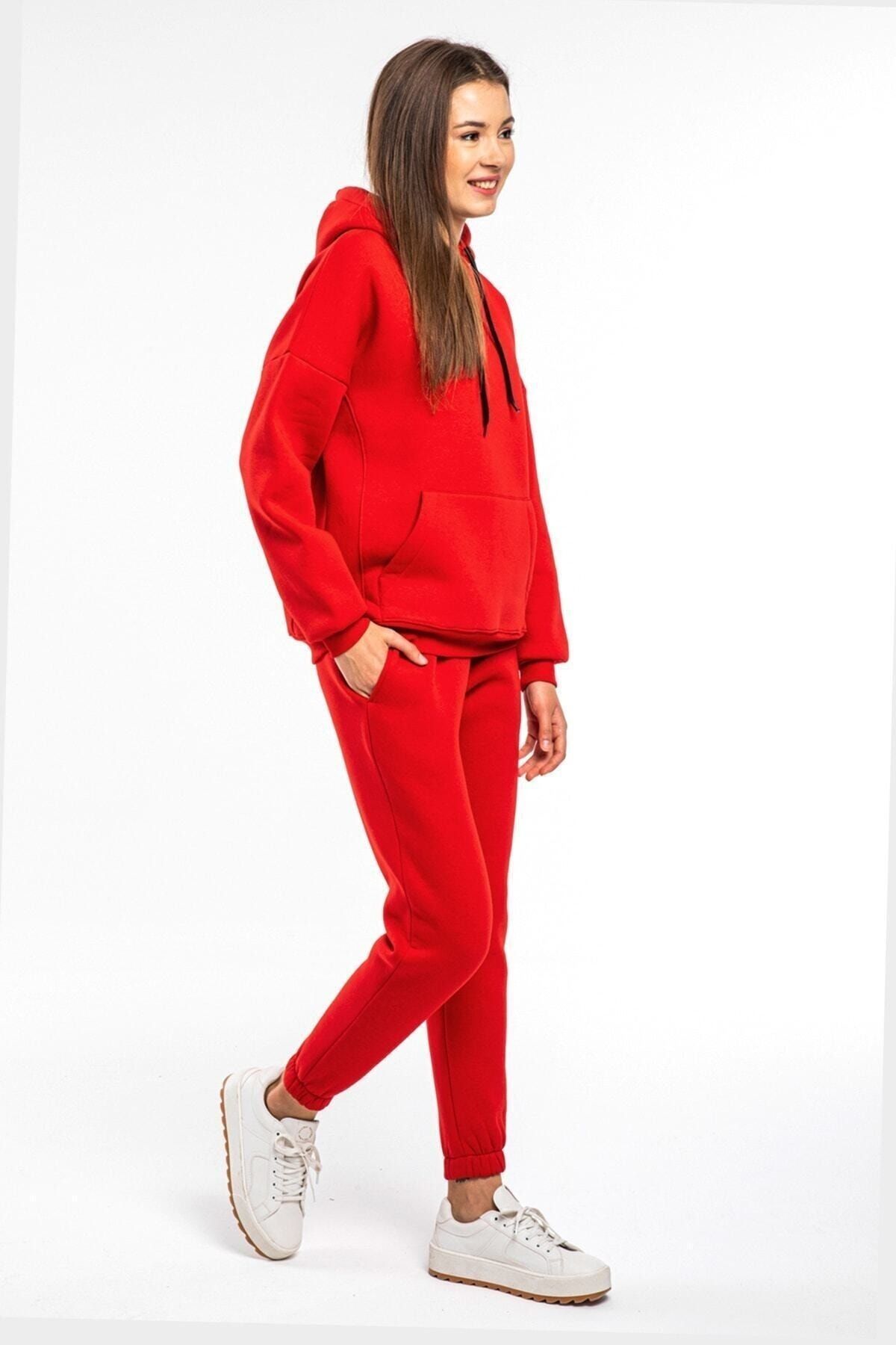 CAYA Women s 2 Thread Red Tracksuit Set Trendyol