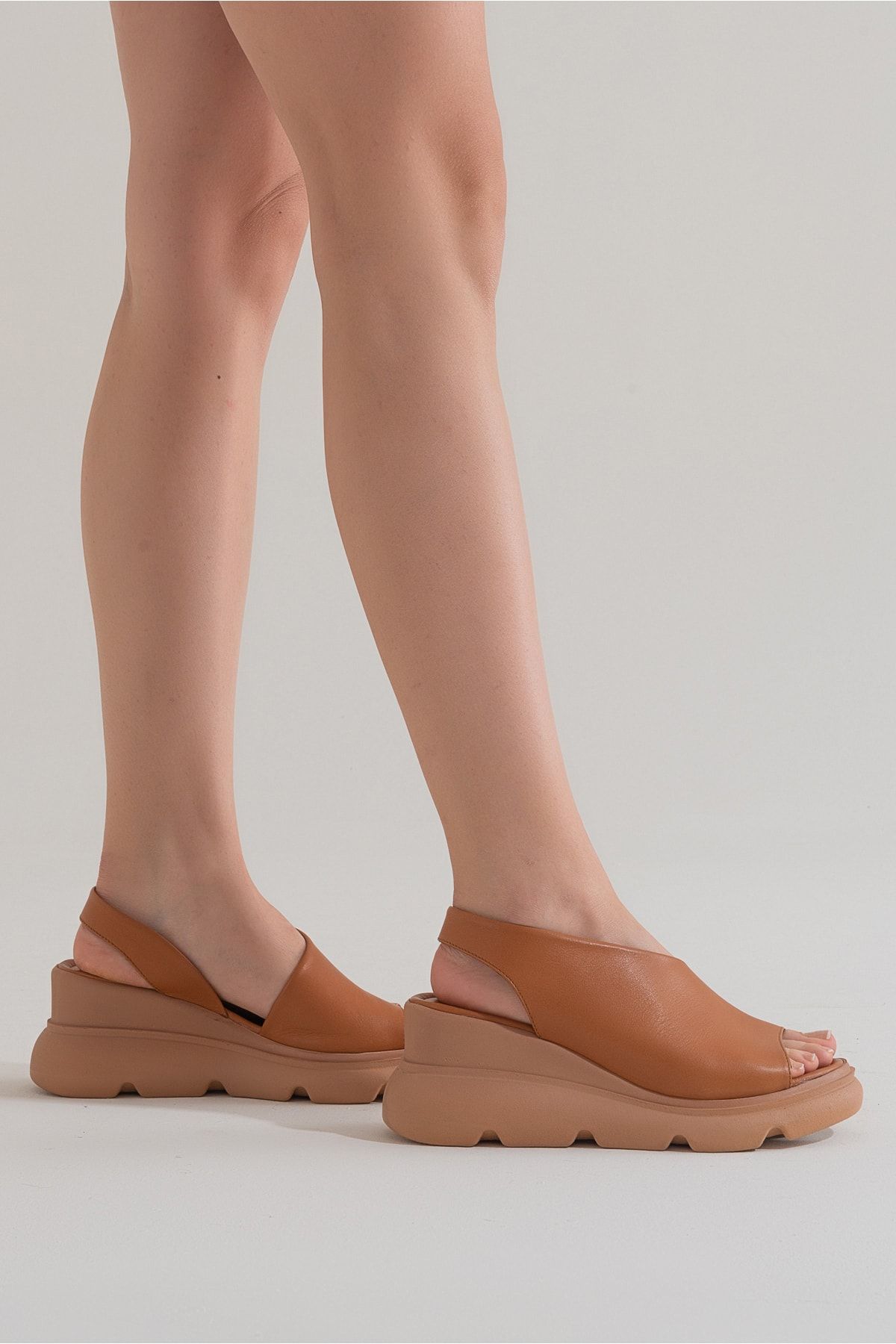 PASSAGE SHOES-Women's Skin Genuine Leather Wedge Heeled Sandals 6211 4