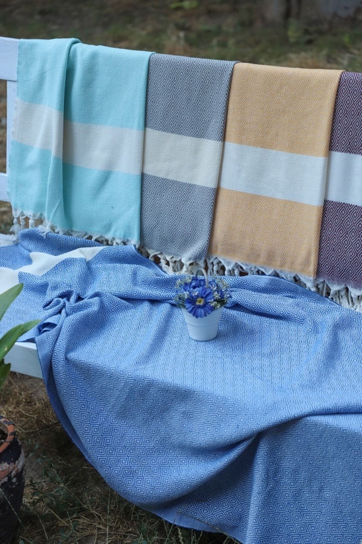 SEMTEKS-BATTAL BOY DIAMOND PATTERN 100% COTTON 100*180 BEACH TOWEL PESTEMAL 3
