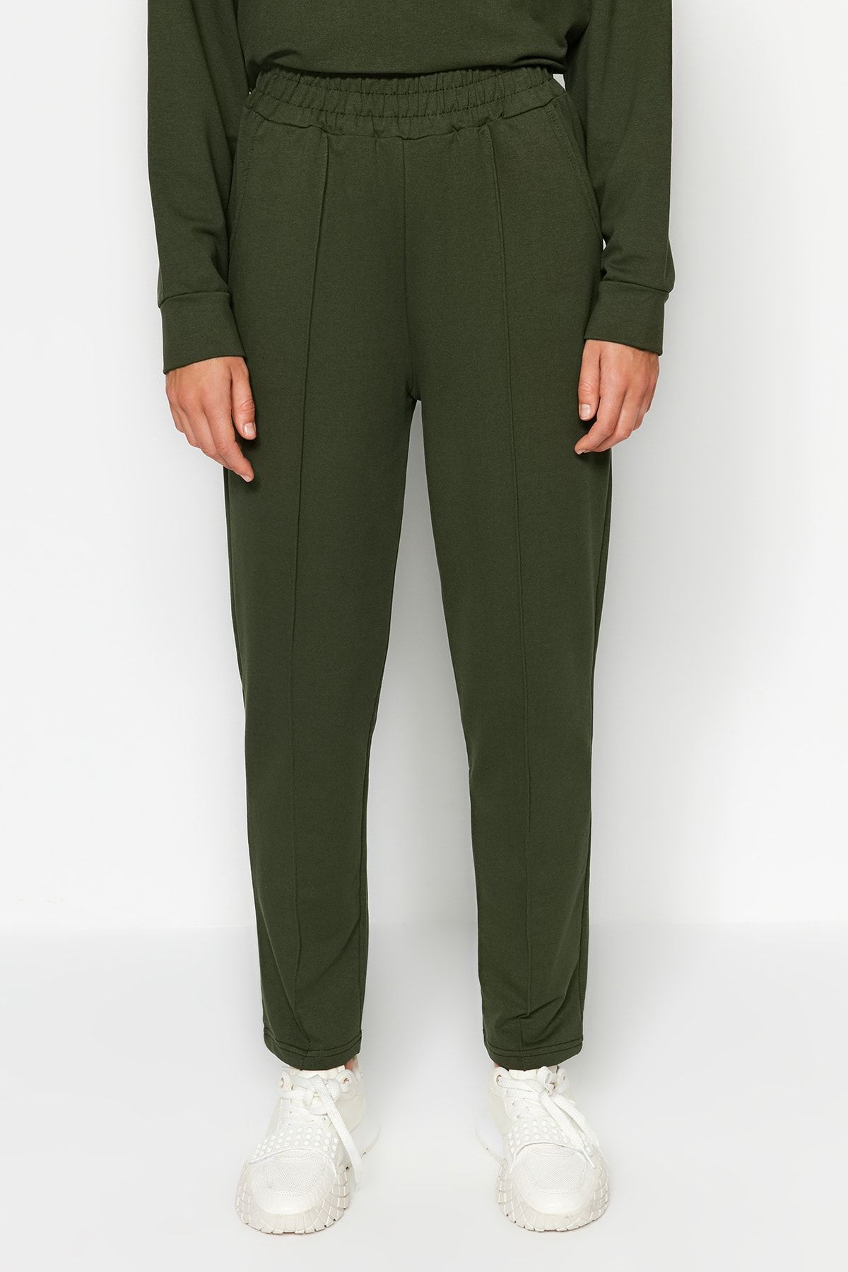 Trendyol Modest-Set de trening tricotat cu buzunar verde TCTAW23EN00032 4