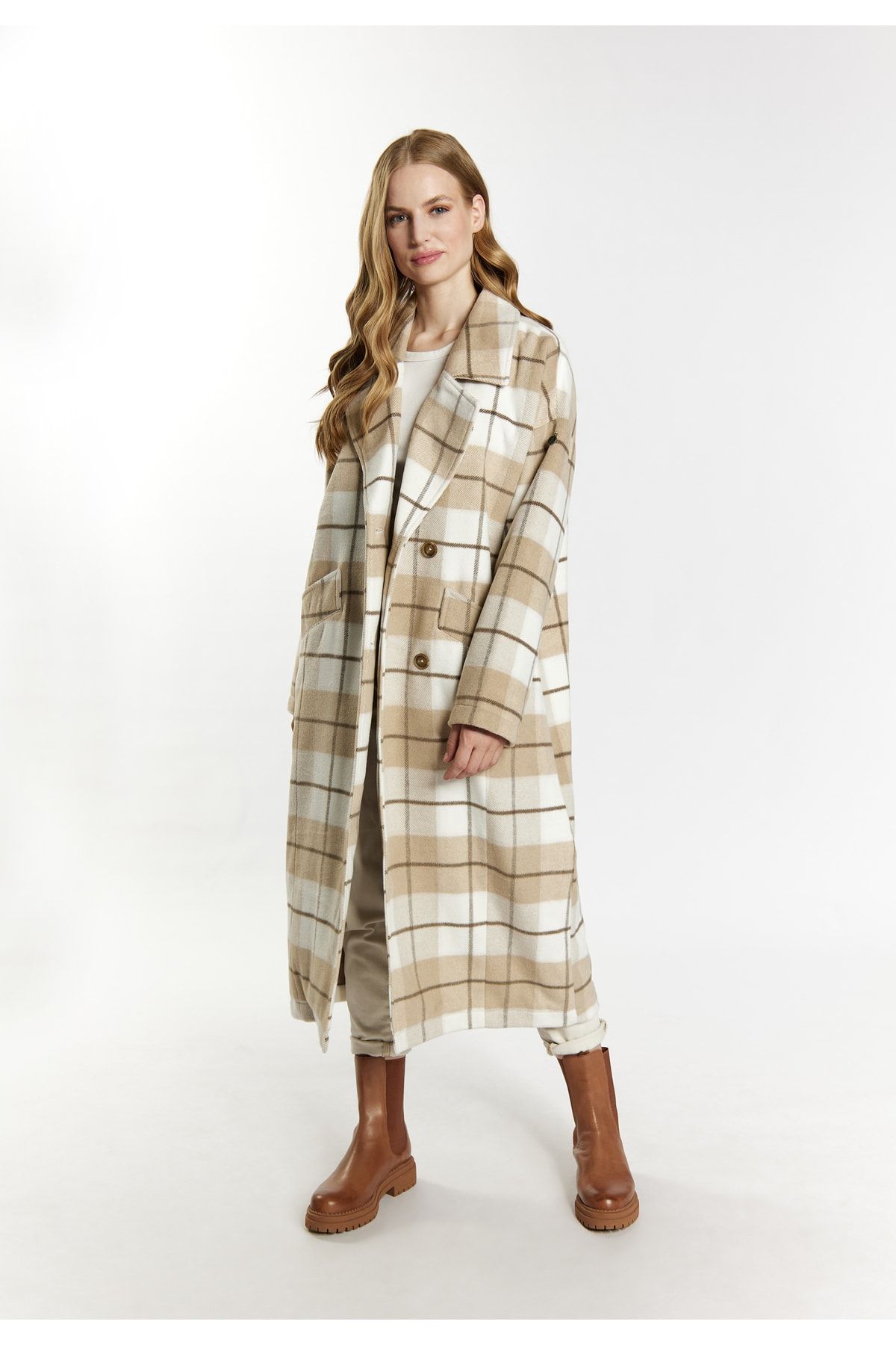 Dreimaster-Transitional coat in a checked design 3