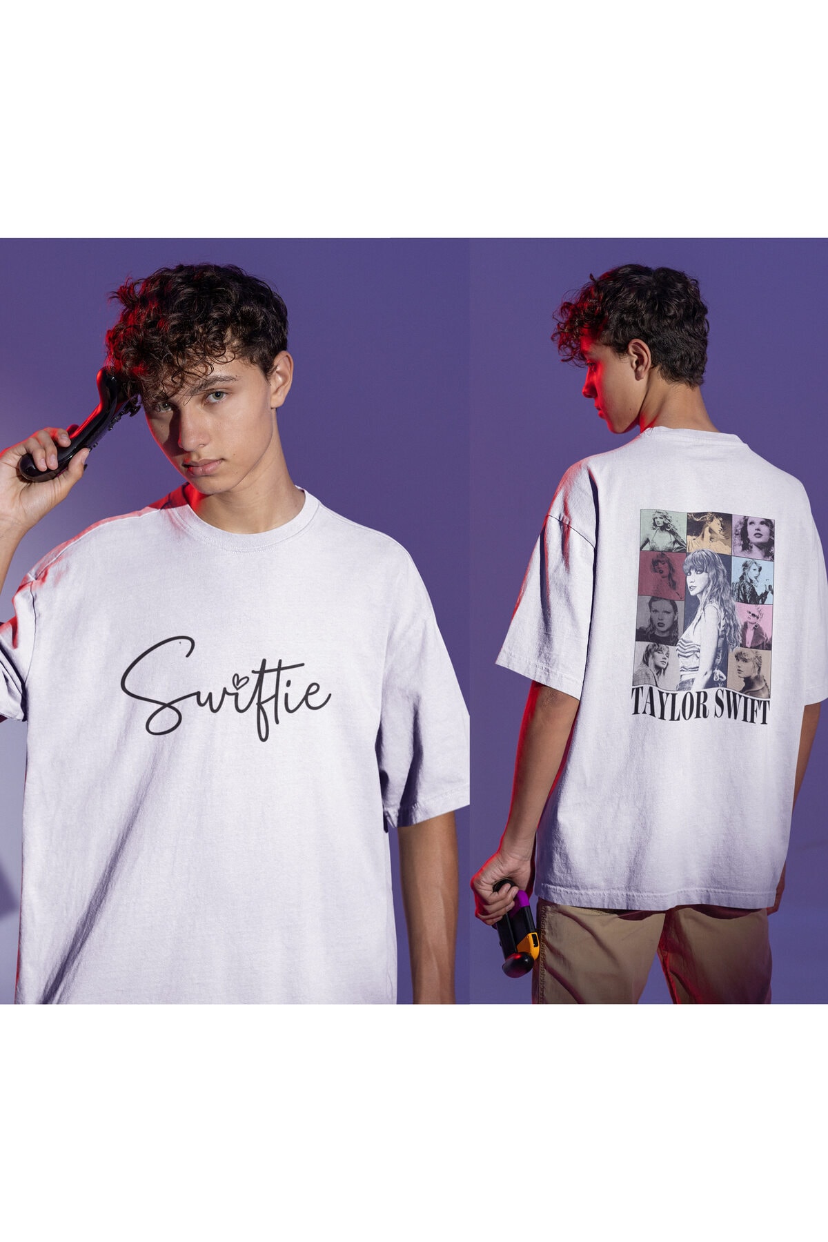 Oversize Unisex Taylor Swift Album Cover Printed Front Back Printed T-Shirt, Oversize Black T-Shirt